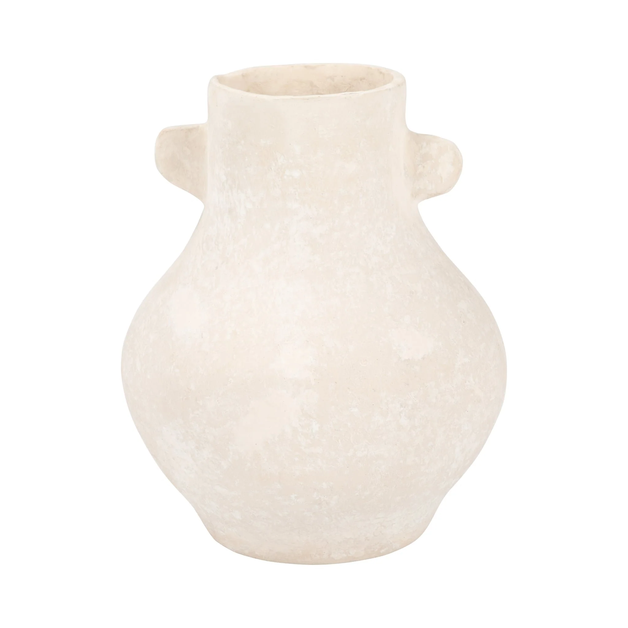 Paper Mache, 10" Eared Vase, Ivory - Image 2