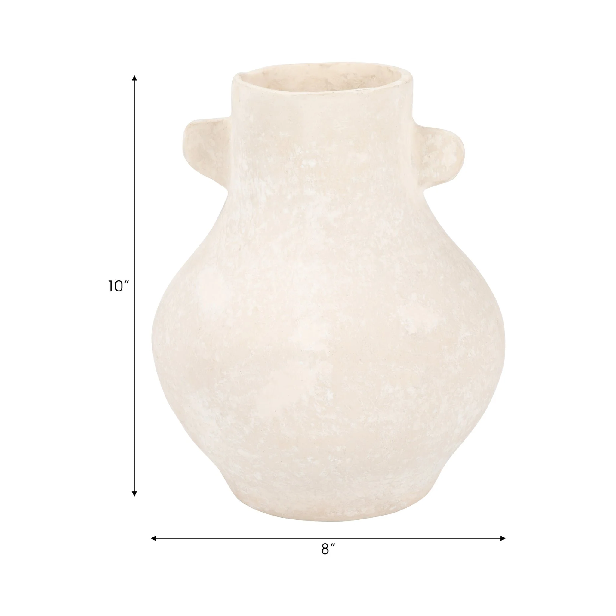 Paper Mache, 10" Eared Vase, Ivory - Image 9