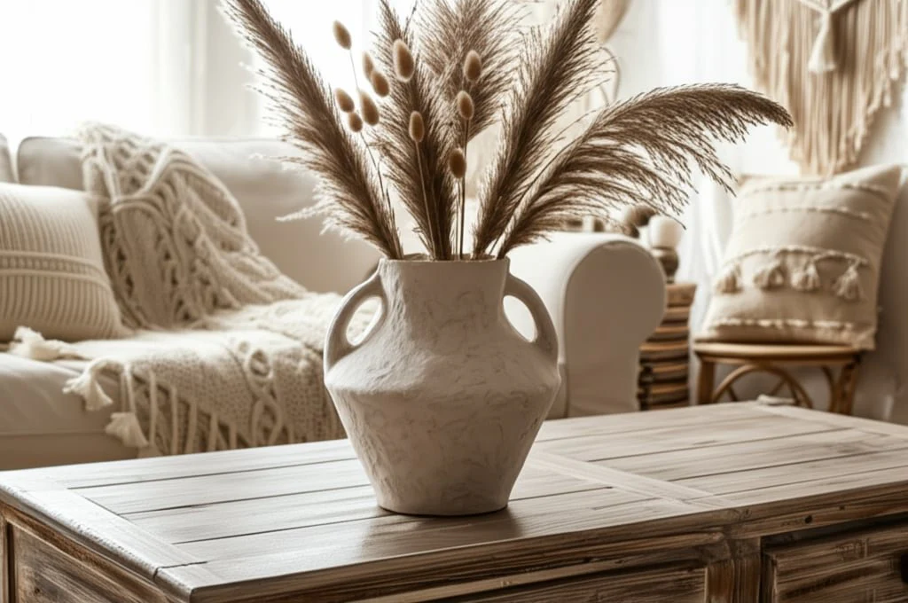 Paper Mache, 14" Vase With Handles, White - Image 11