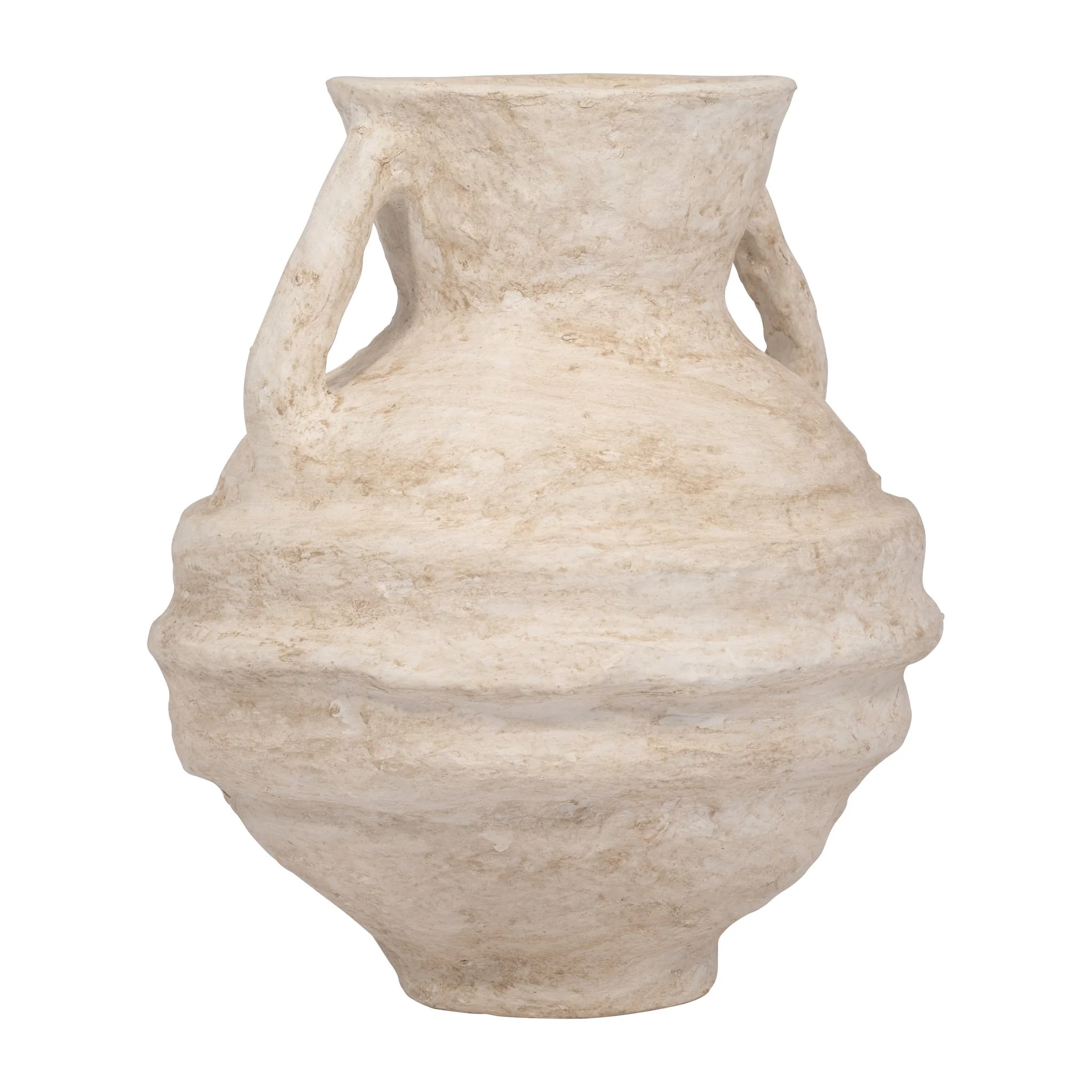Paper Mache, 15" Vase With Handles, White - Image 2