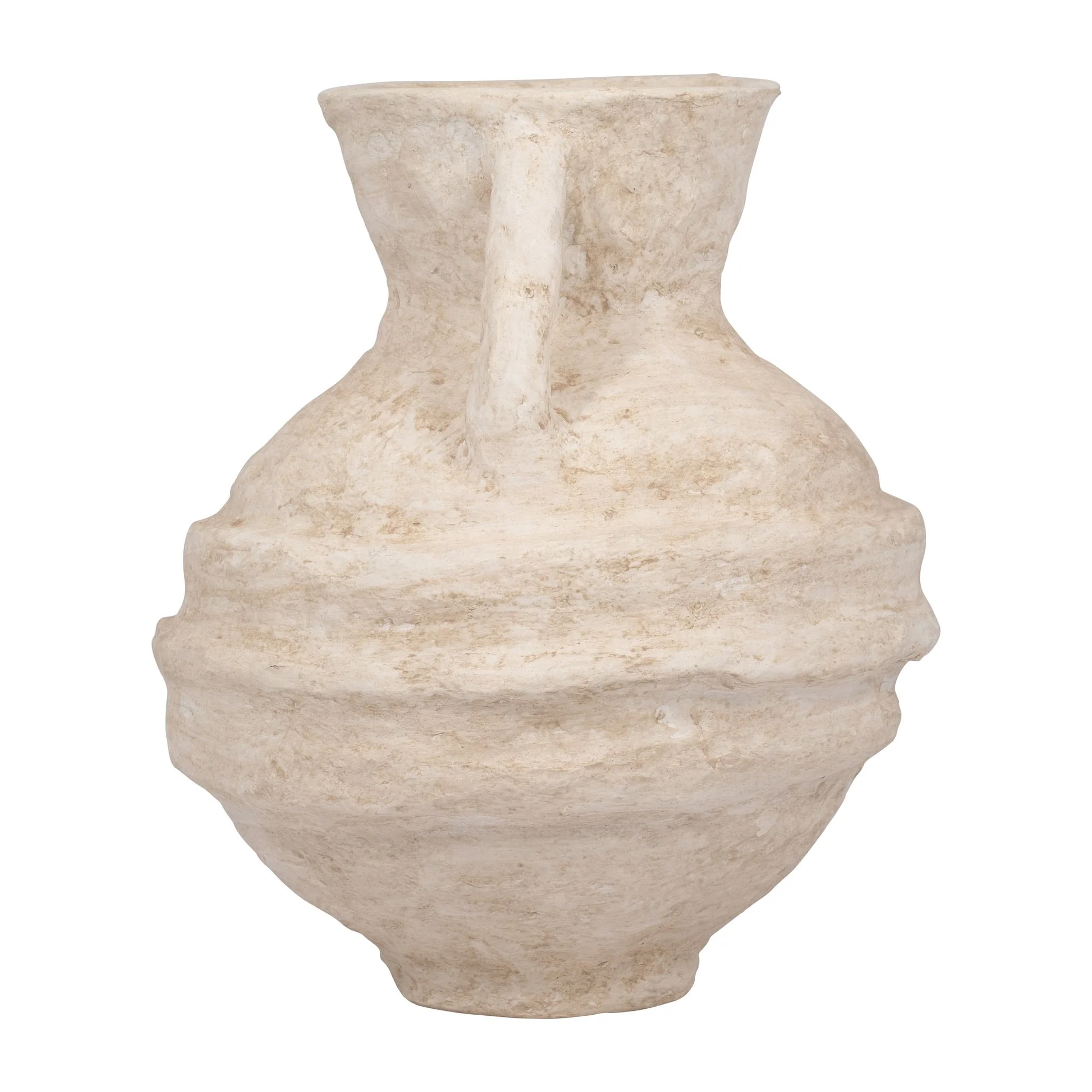 Paper Mache, 15" Vase With Handles, White - Image 3