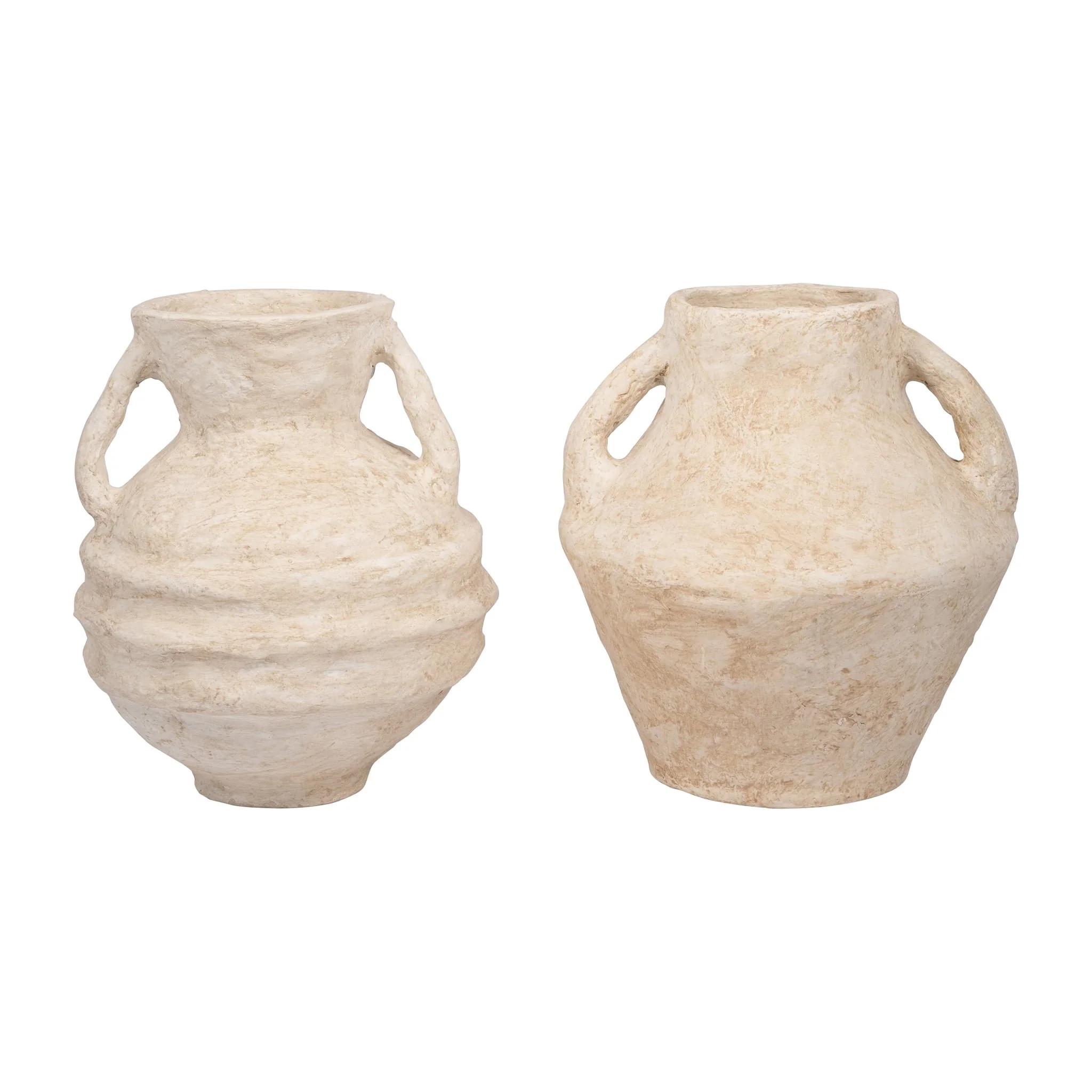 Paper Mache, 15" Vase With Handles, White - Image 8