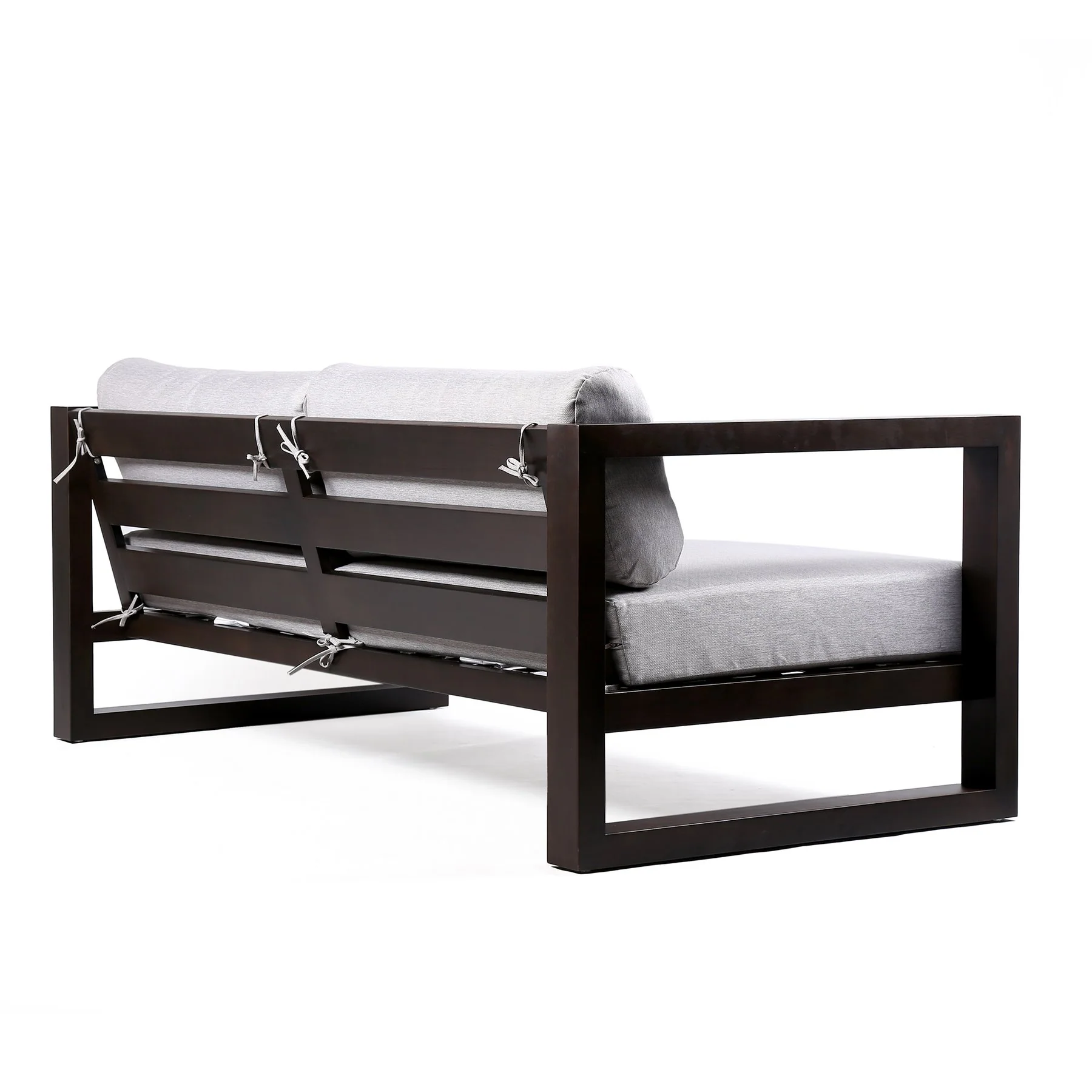 Paradise 4 Piece Outdoor Dark Eucalyptus Wood Sofa Seating Set with Gray Cushions - Image 4