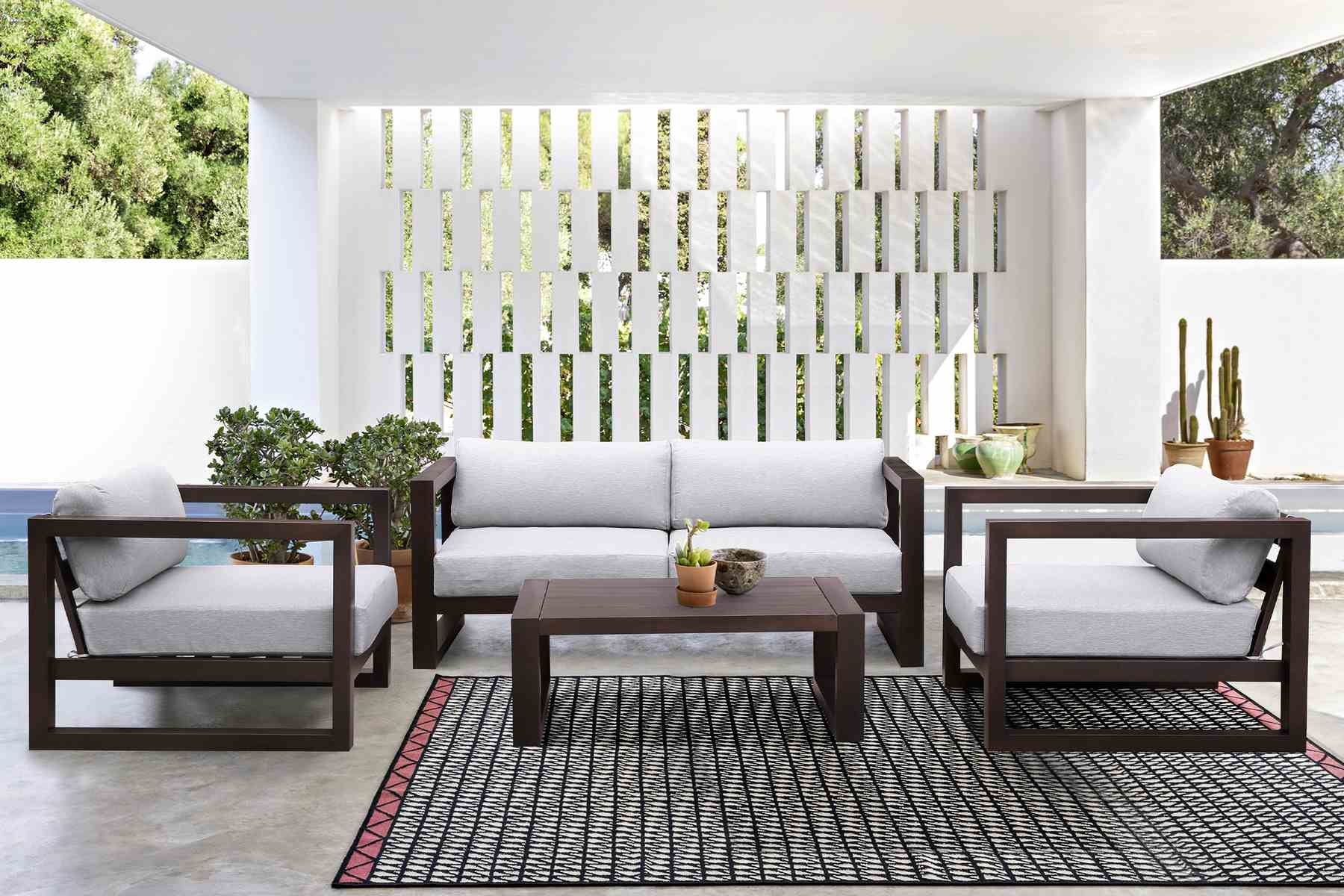 Paradise Outdoor Dark Eucalyptus Wood Lounge Chair with Gray Cushions - Image 10