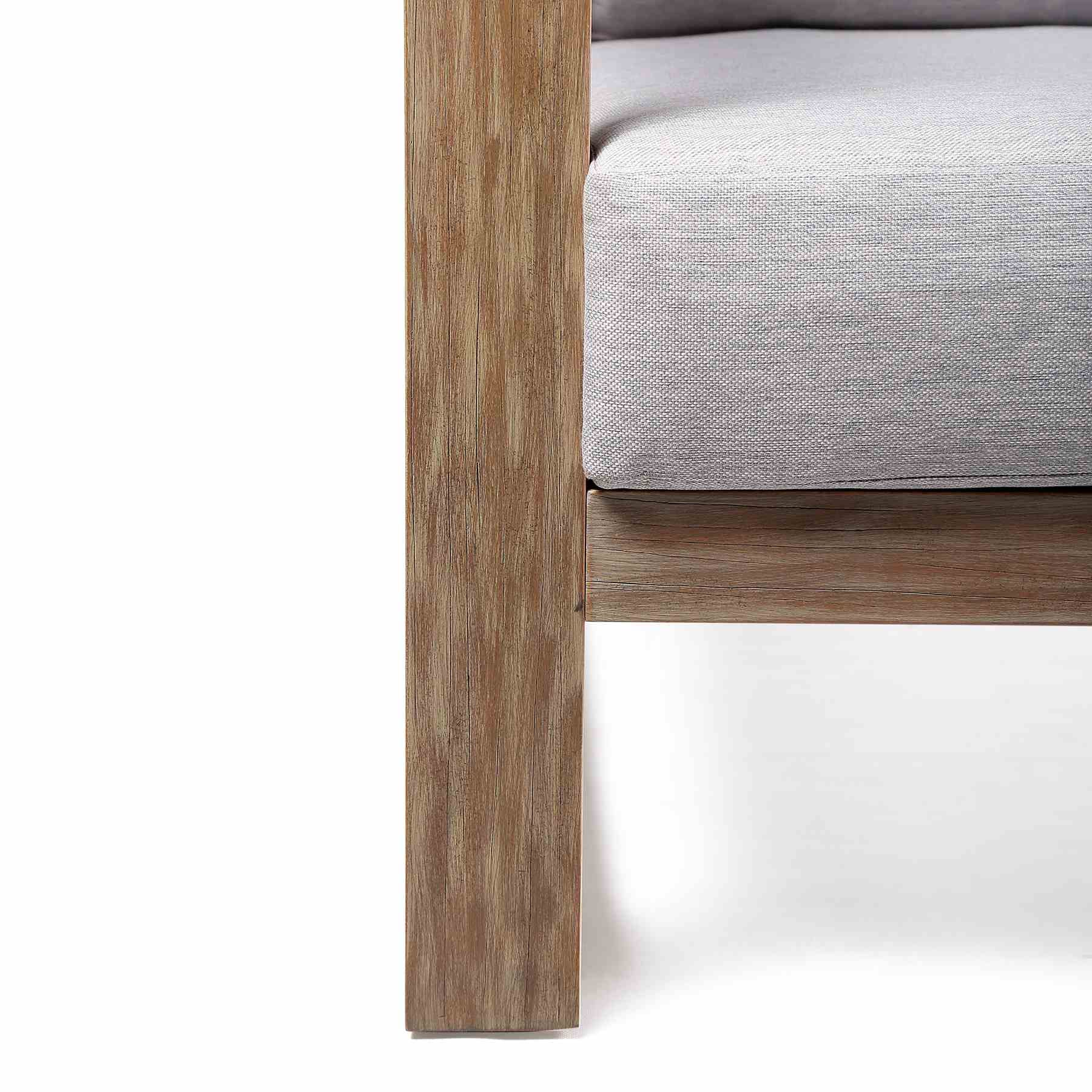 Paradise Outdoor Light Eucalyptus Wood Sofa with Gray Cushions - Image 7