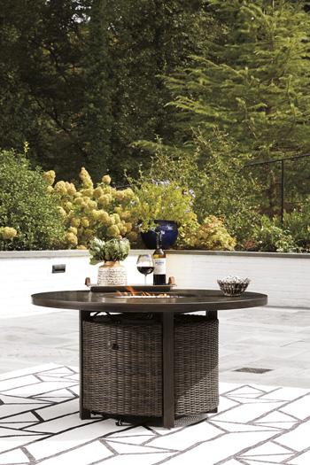 Paradise Trail Paradise Trail Fire Pit Table with 4 Nuvella Swivel Lounge Chairs - Image 10