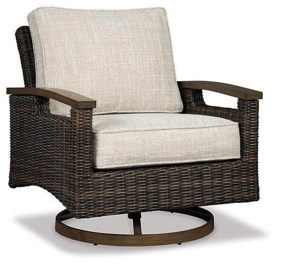 Paradise Trail Paradise Trail Fire Pit Table with 4 Nuvella Swivel Lounge Chairs - Image 2
