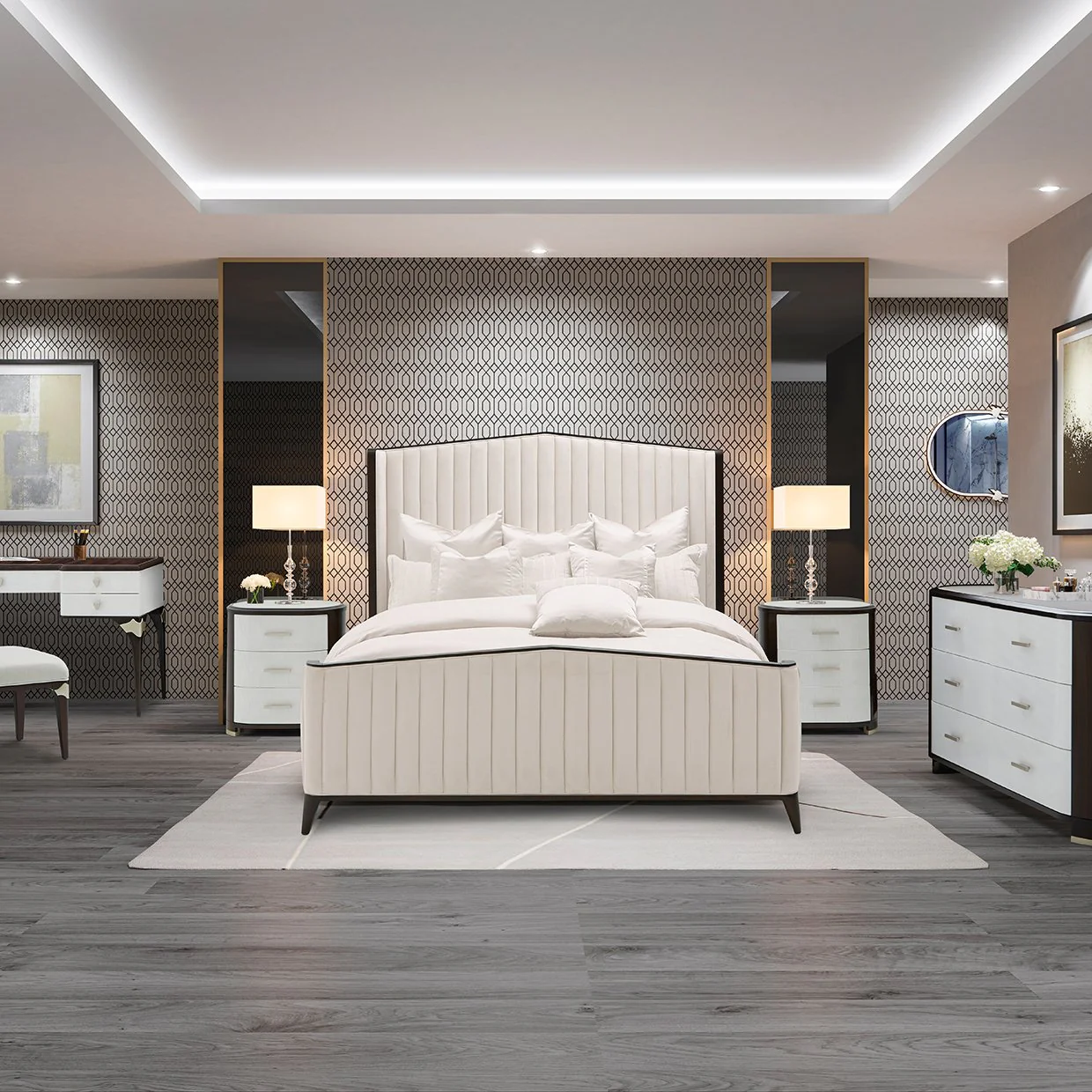 Paris Chic Cal. King Channel Tufted Panel Bed - Espresso - Image 9