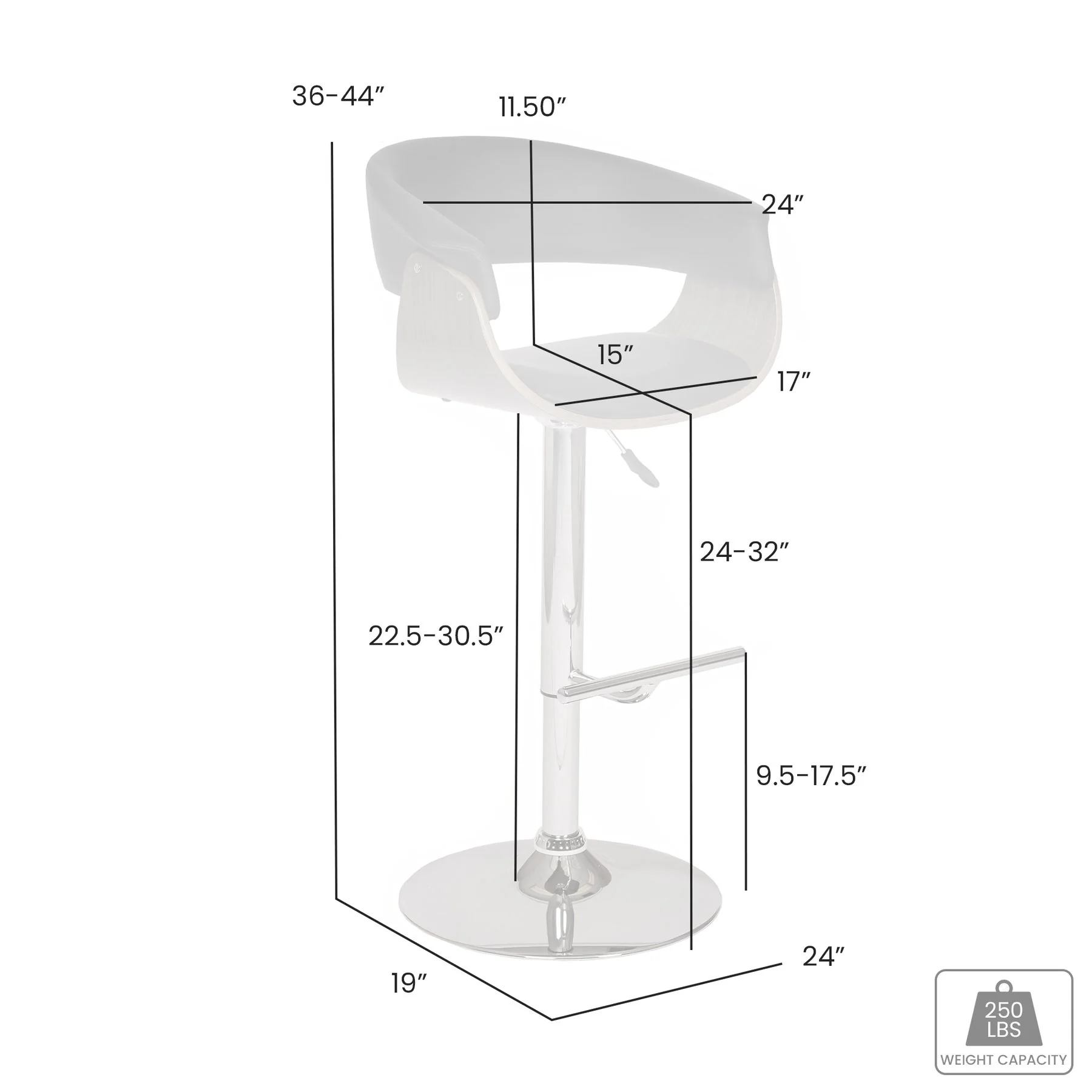 Paris Cream Faux Leather Adjustable Height Swivel Walnut Wood and Chrome Bar Stool - Image 4