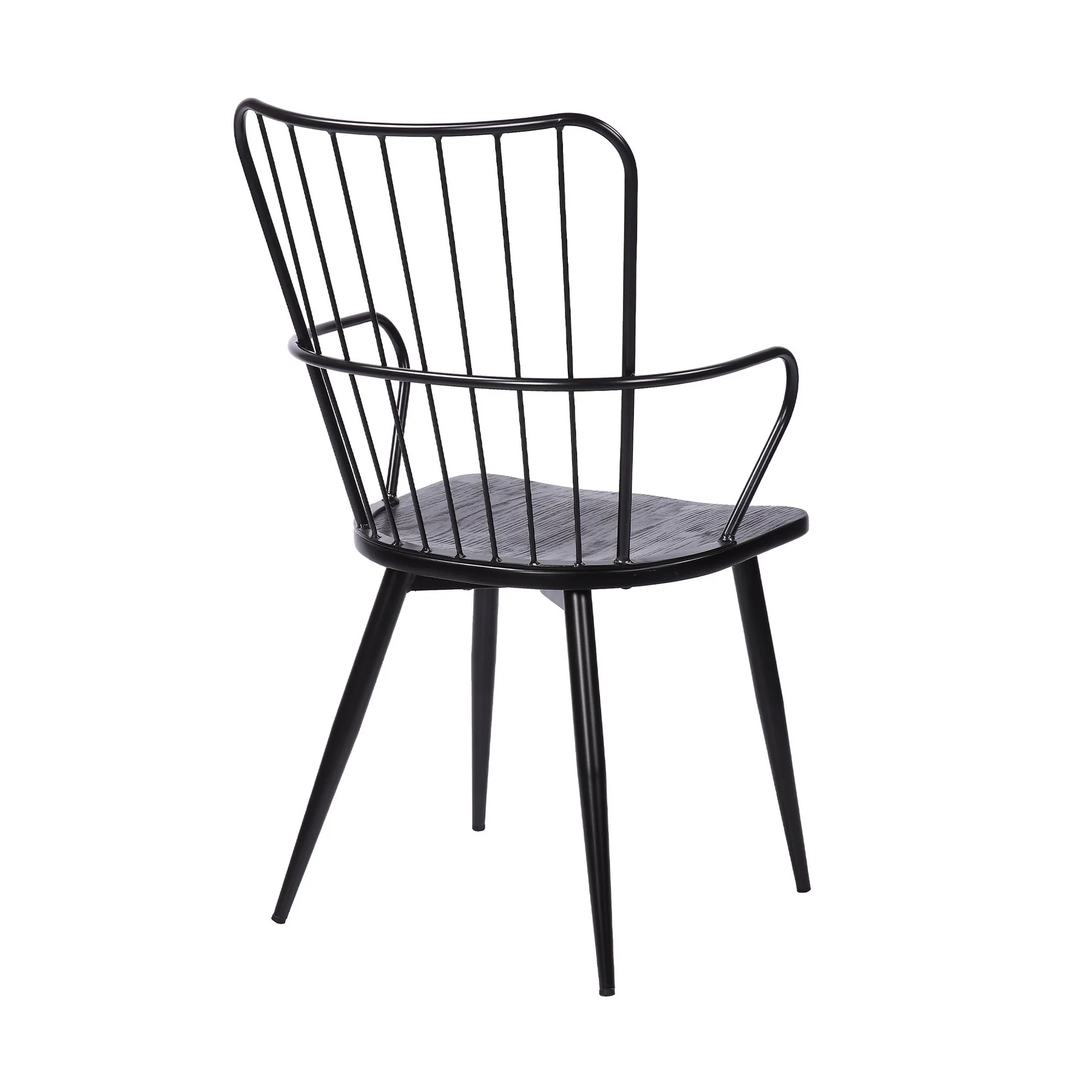 Parisa High Back Steel Framed Side Chair in Black Powder Coated Finish and Black Brushed Wood - Image 4