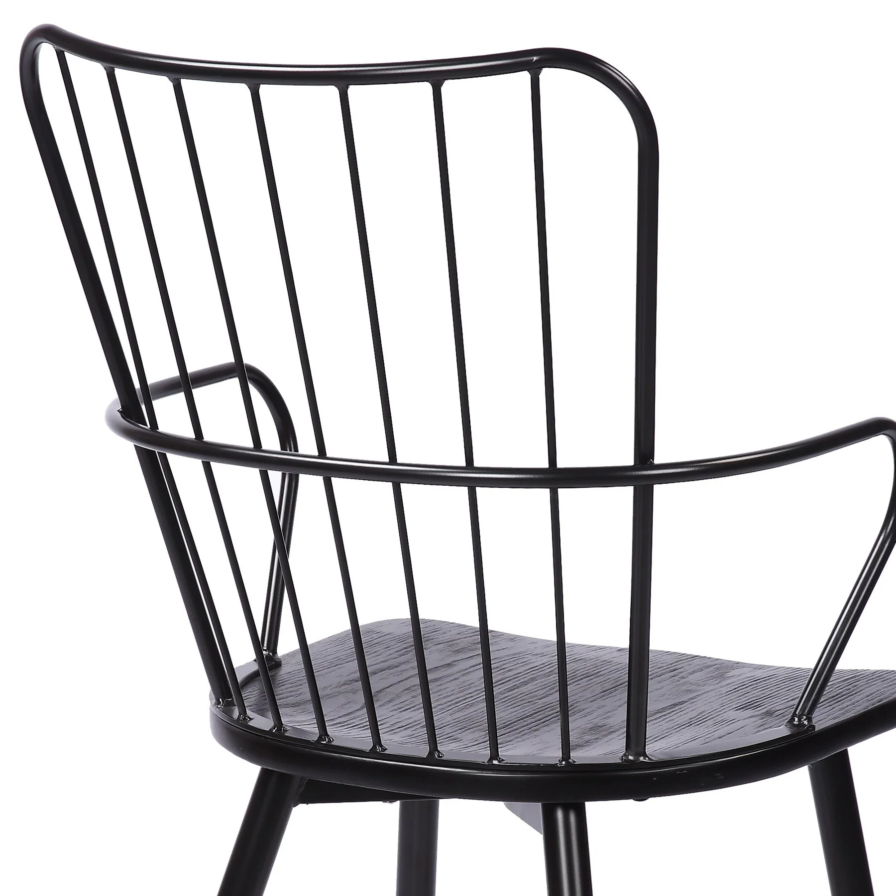 Parisa High Back Steel Framed Side Chair in Black Powder Coated Finish and Black Brushed Wood - Image 7