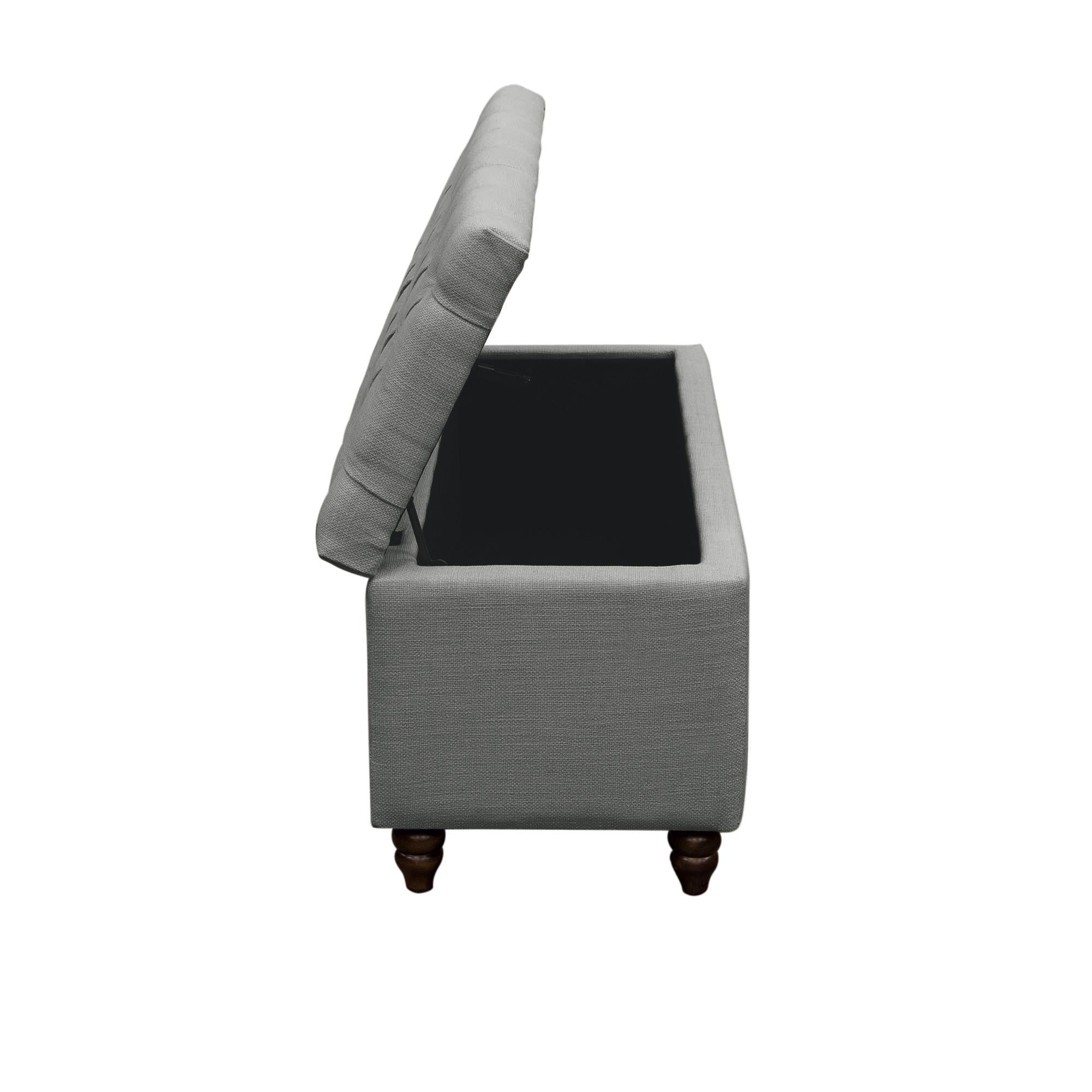 Park Ave Tufted Lift-Top Storage Trunk by Diamond Sofa - Grey Linen - Image 5
