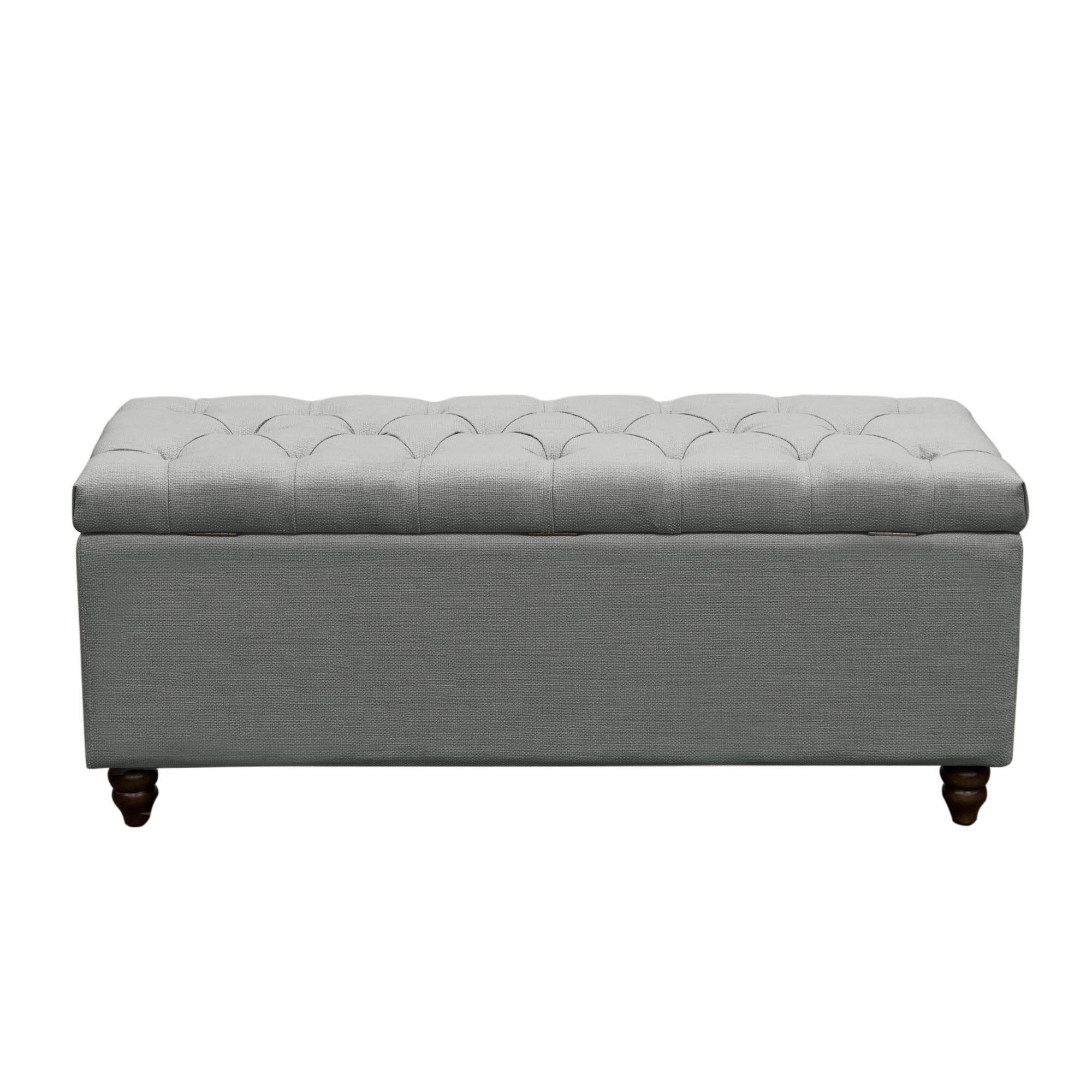 Park Ave Tufted Lift-Top Storage Trunk by Diamond Sofa - Grey Linen - Image 6