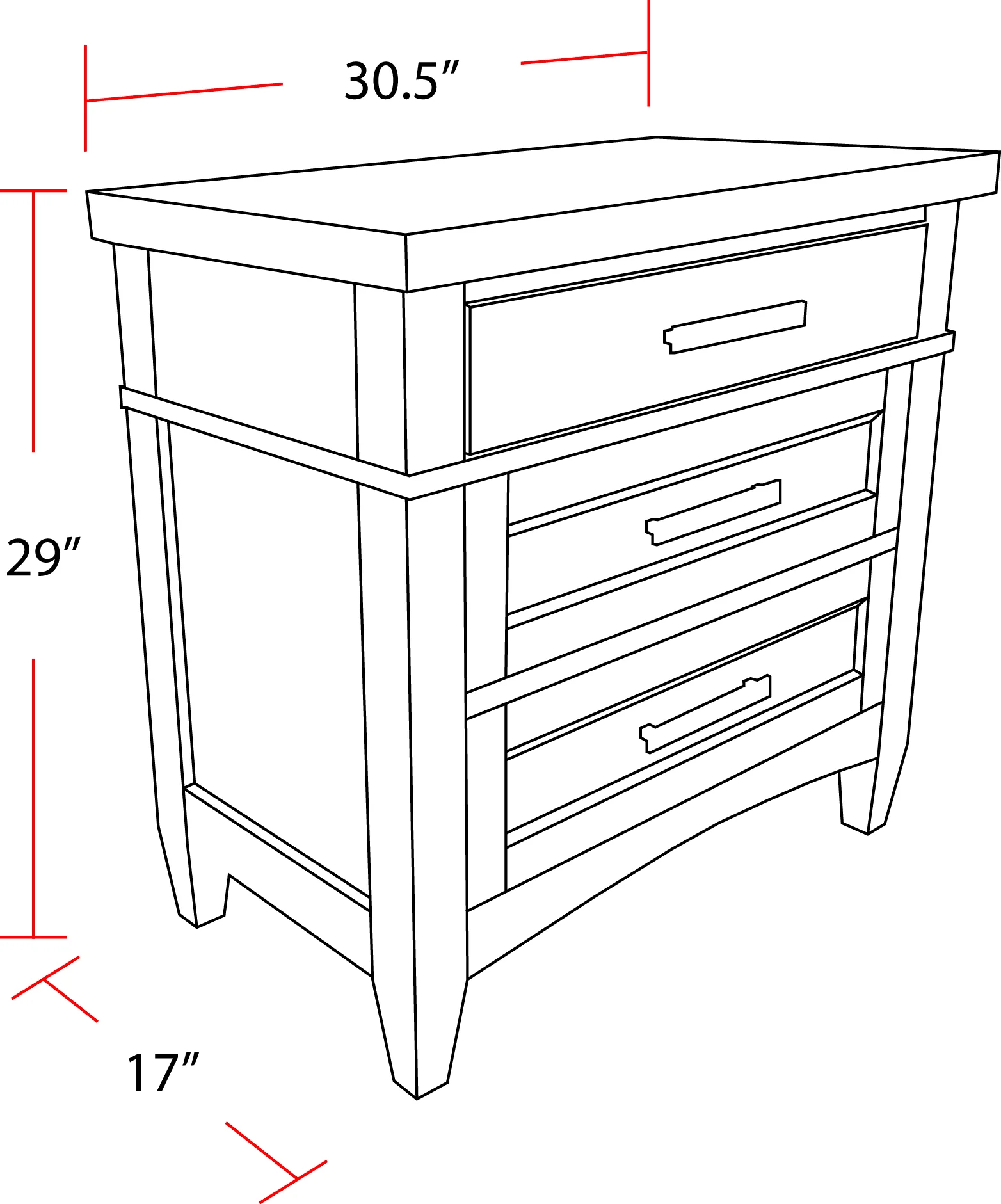 Parker House Americana Modern Bedroom 3 Drawer Nightstand with Charging Station - Image 7