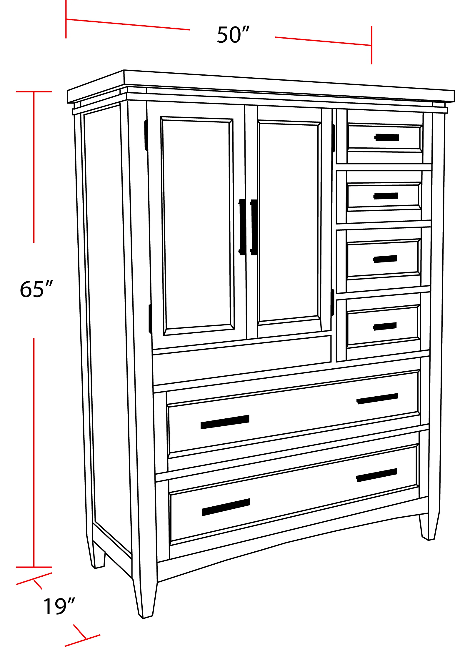 Parker House Americana Modern Bedroom 7 Drawer Door Chest with Workstation - Image 7