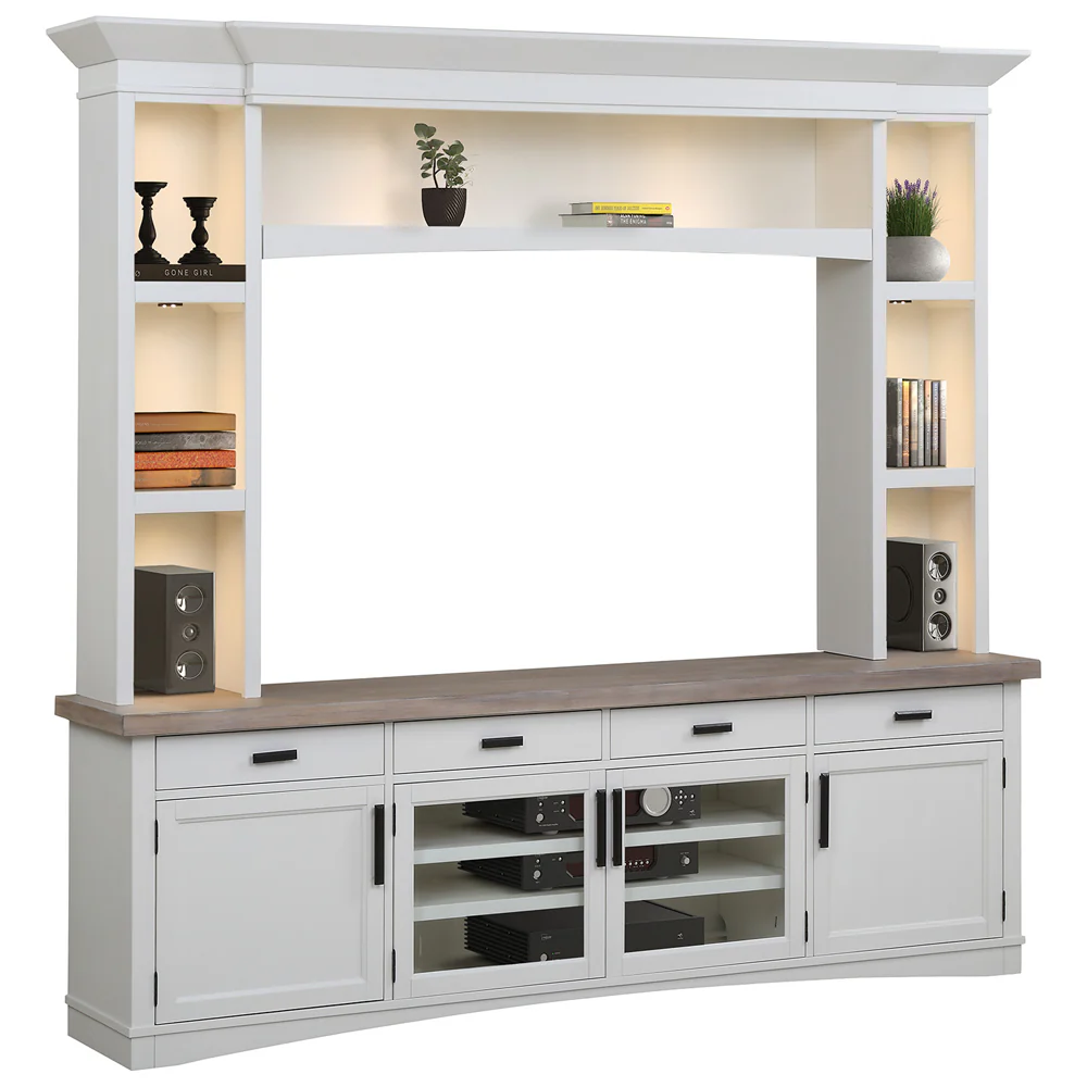 Parker House Americana Modern - Cotton 92 In. TV Console with Hutch and LED Lights - Image 2