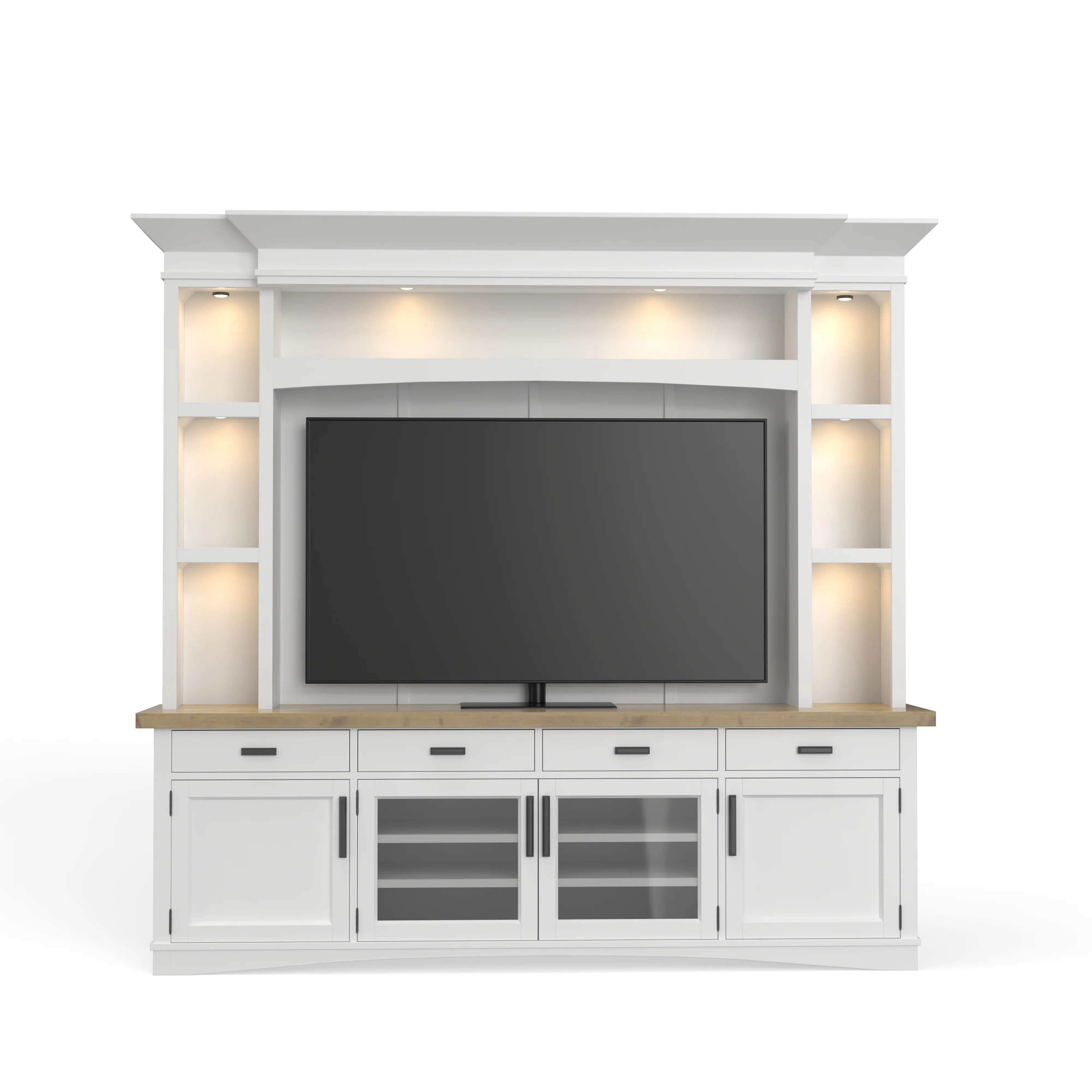 Parker House Americana Modern - Cotton 92 In. TV Console with Hutch Back Panel and LED Lights - Image 7