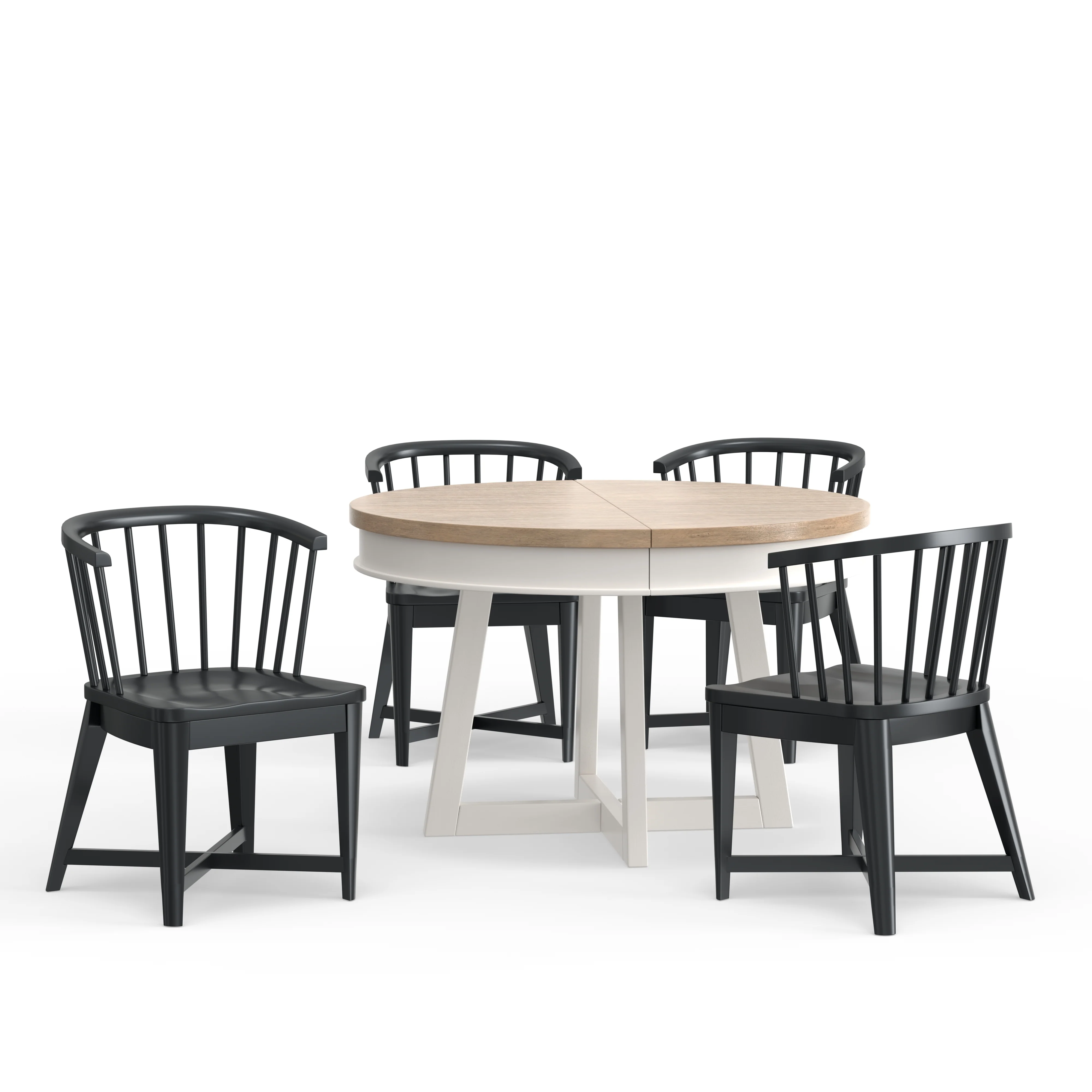 Parker House Americana Modern Dining 48-66" Round Dining Table and 4 Black Barrel Chairs - Image 2