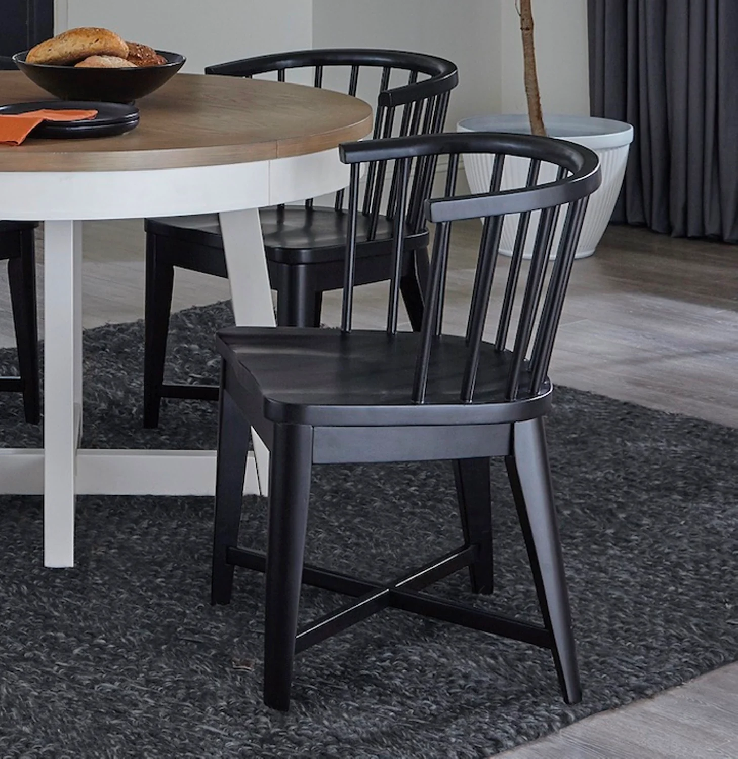 Parker House Americana Modern Dining 48-66" Round Dining Table and 4 Black Barrel Chairs - Image 6
