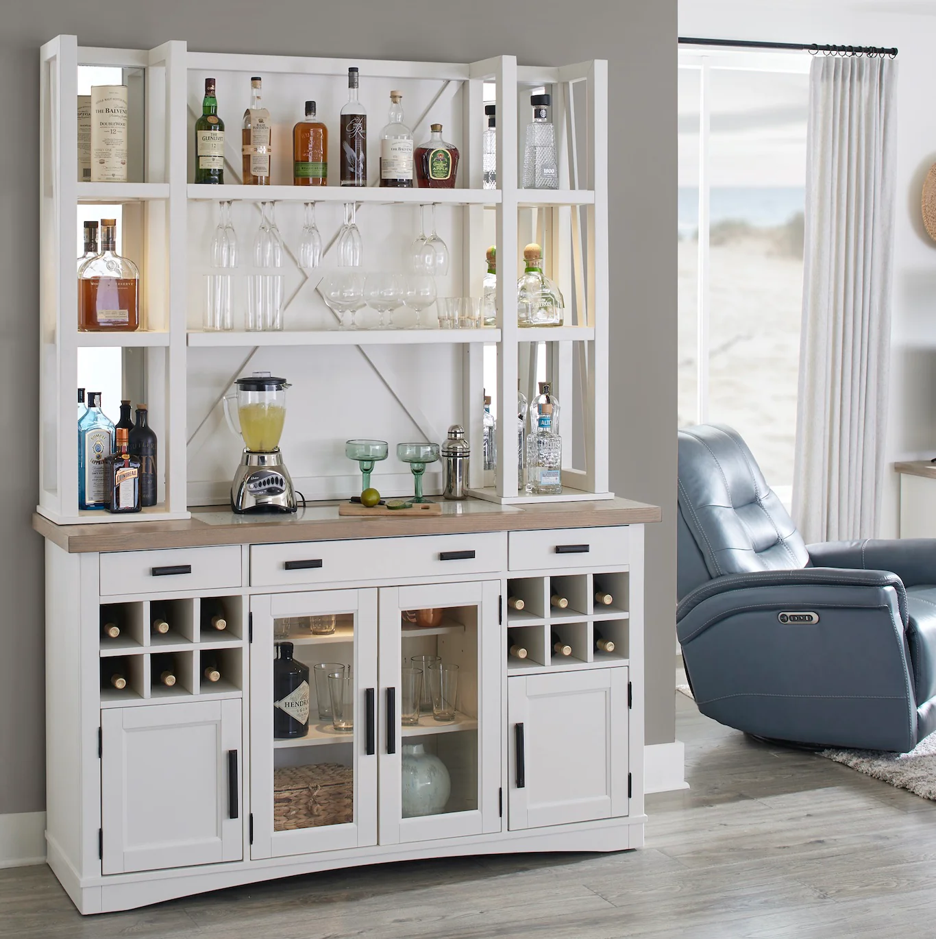 Parker House Americana Modern Dining 66 In. Buffet and Hutch with Quartz Insert - Image 7