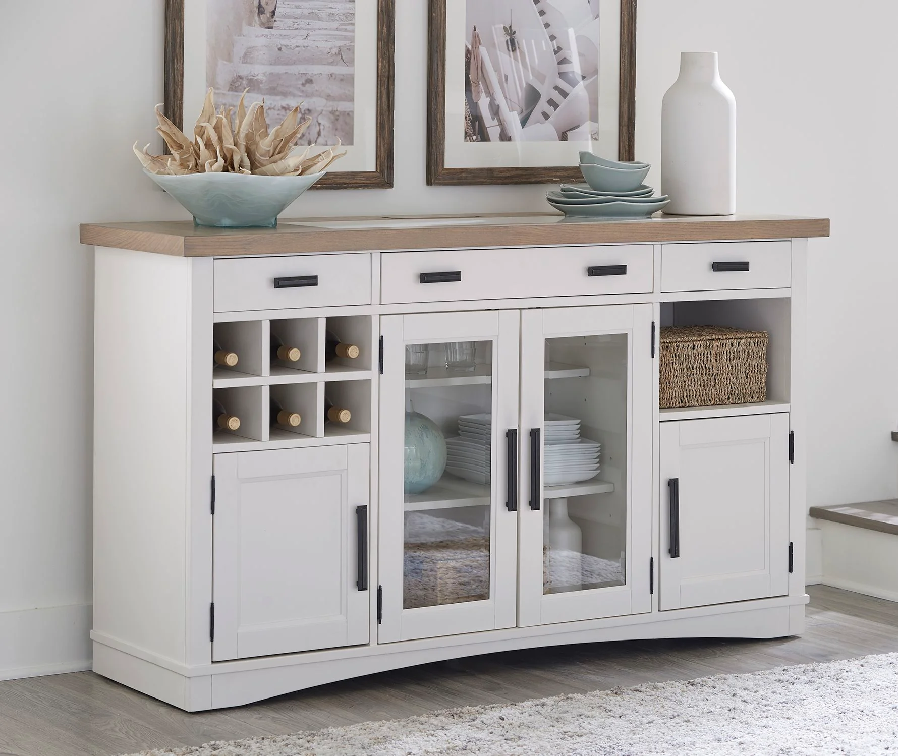 Parker House Americana Modern Dining 66 In. Buffet and Hutch with Quartz Insert - Image 8