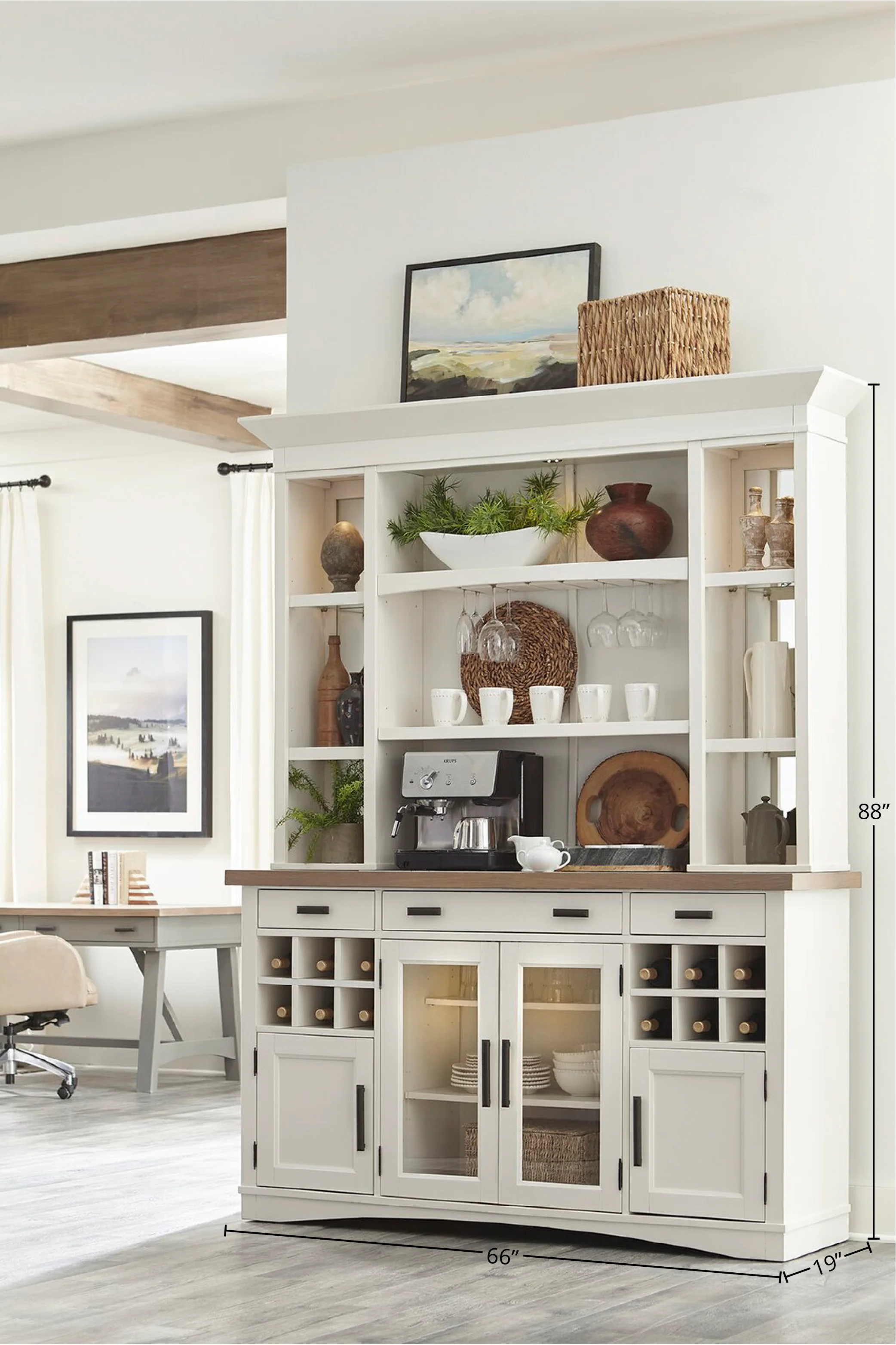 Parker House Americana Modern Dining 69 In. Buffet and Hutch with Quartz Insert - Image 8