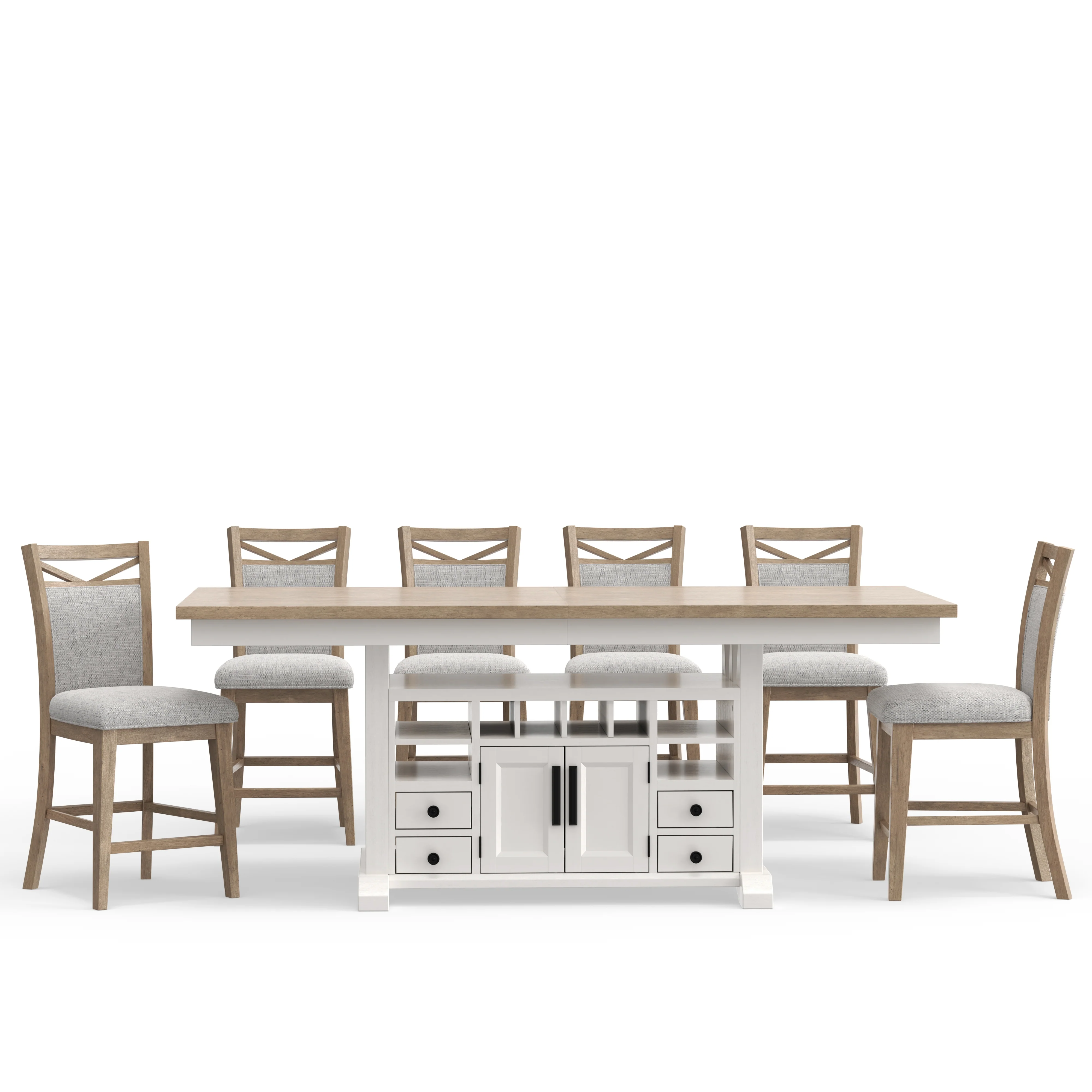 Parker House Americana Modern Dining Island Counter Height Table with 6 upholstered chairs - Image 2