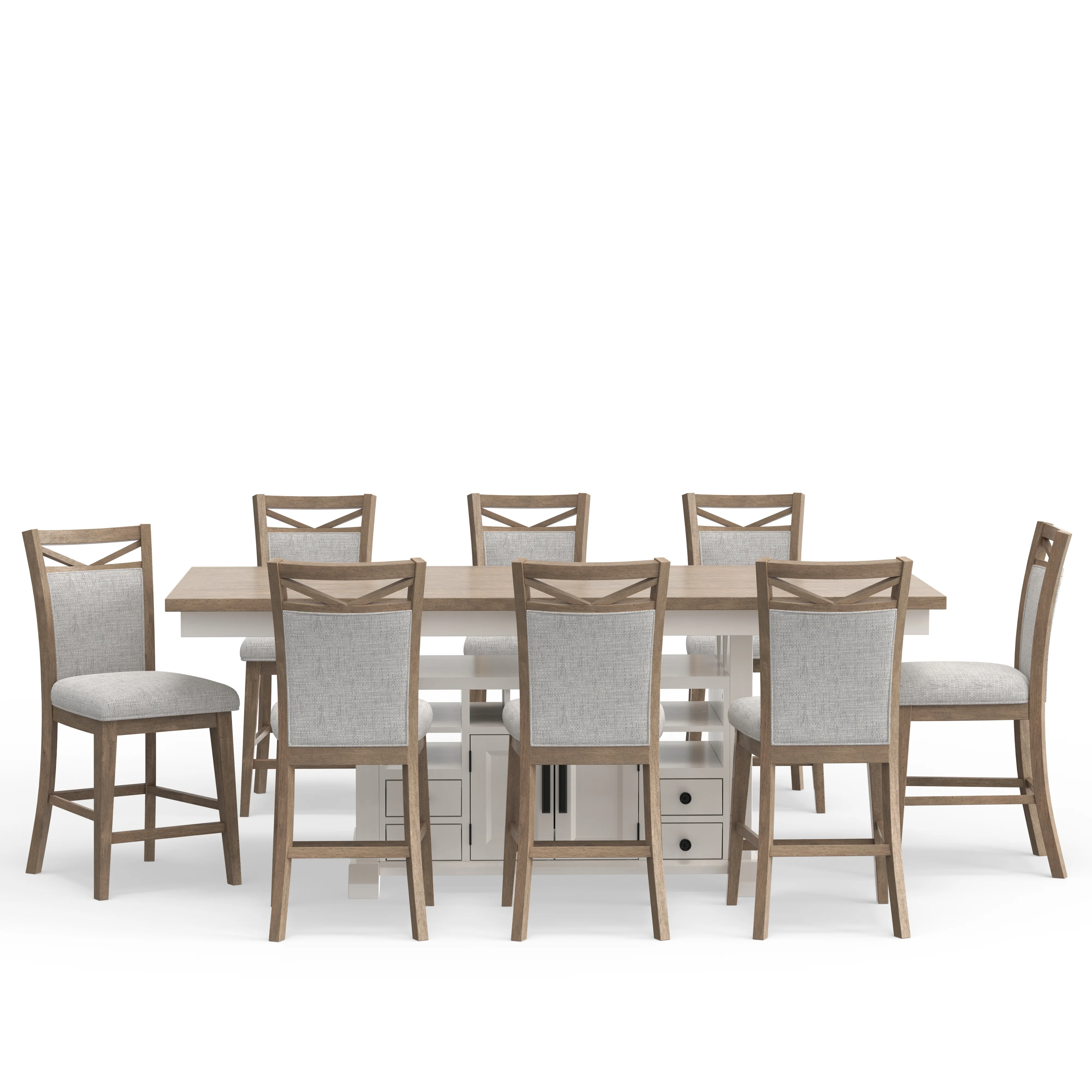 Parker House Americana Modern Dining Island Counter Height Table with 8 upholstered chairs - Image 2