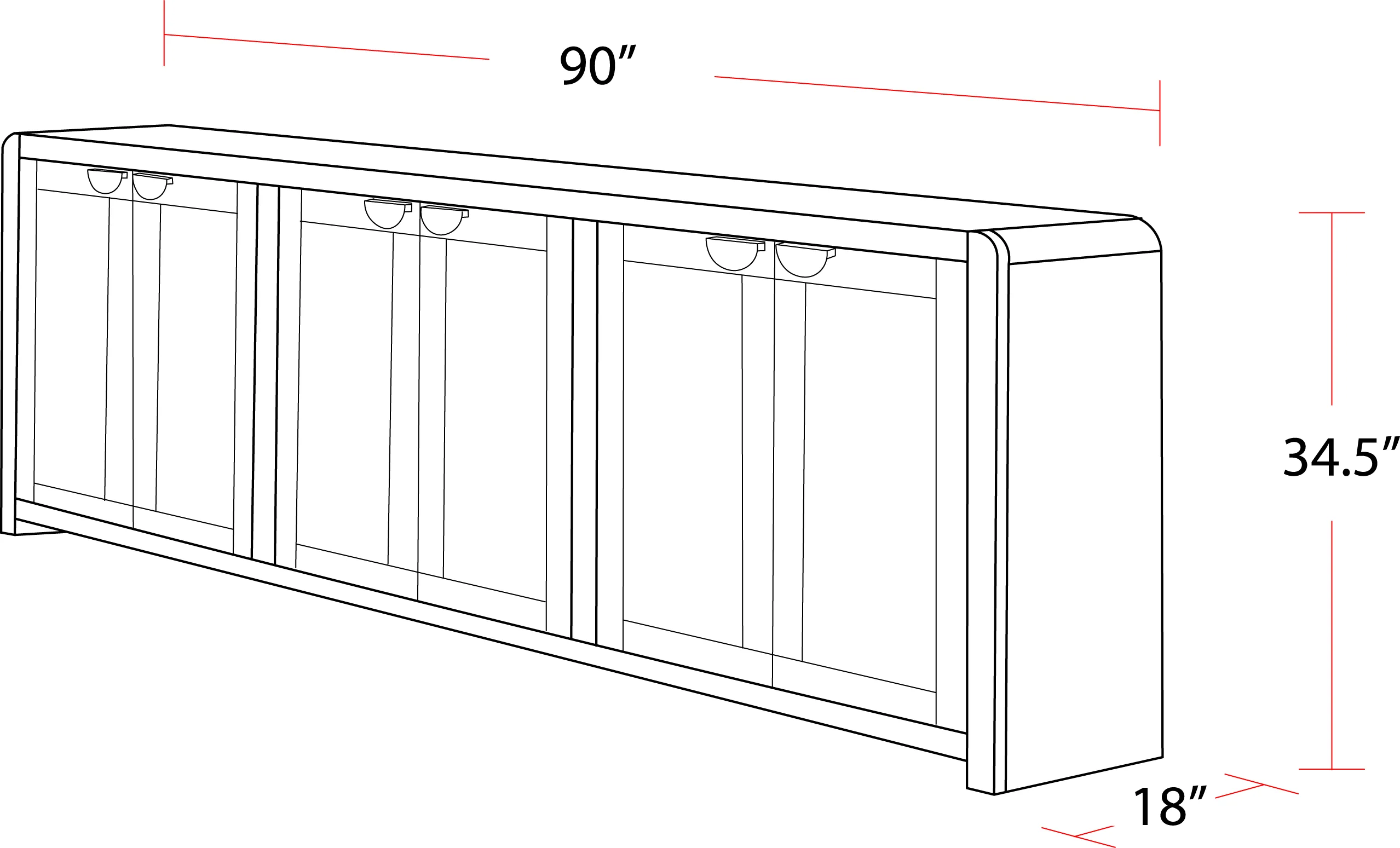 Parker House Escape 90 In. Console with Reversible Panel Doors - Image 8