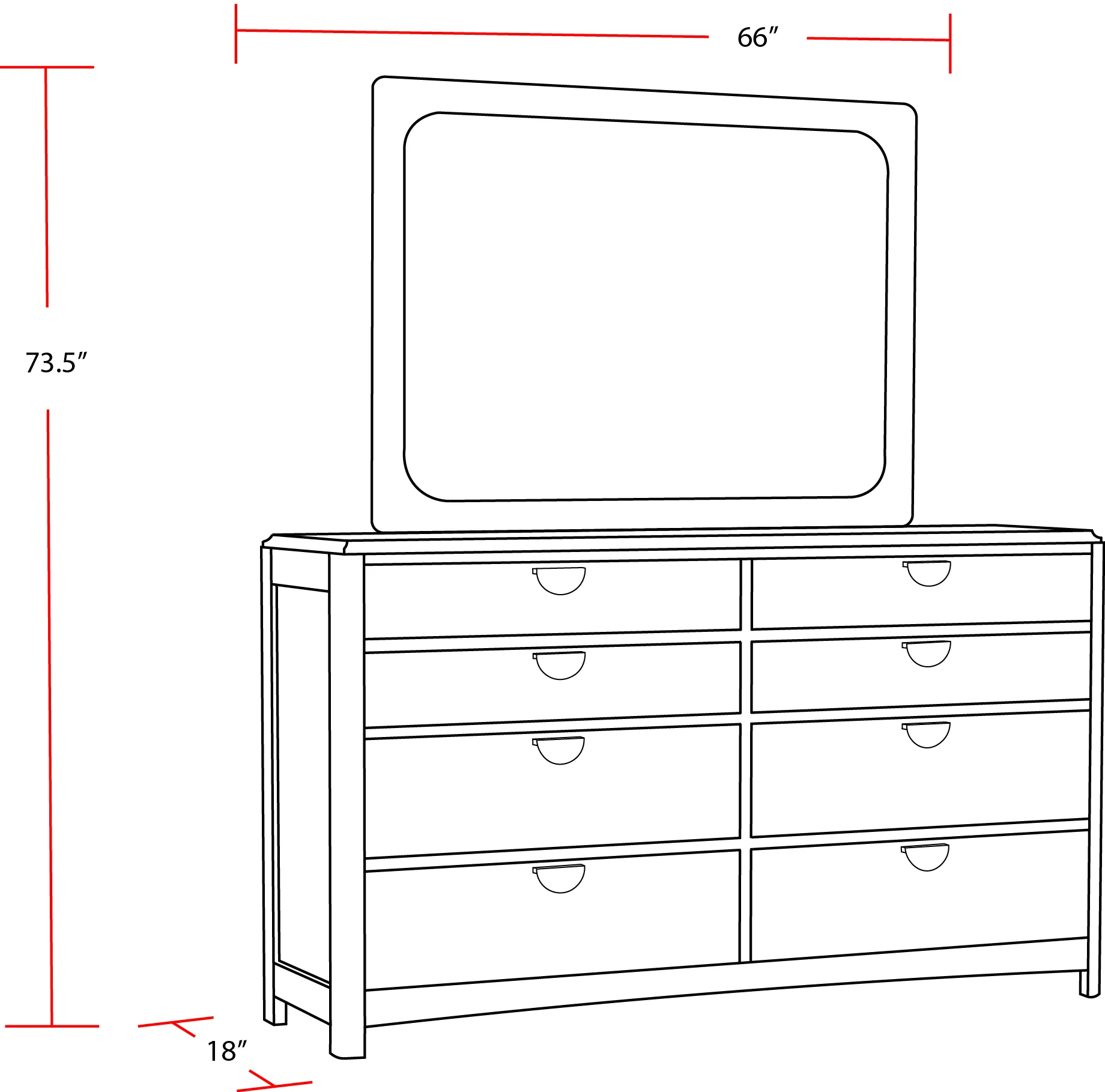 Parker House Escape - Bedroom 8 Drawer Dresser and Mirror - Image 8