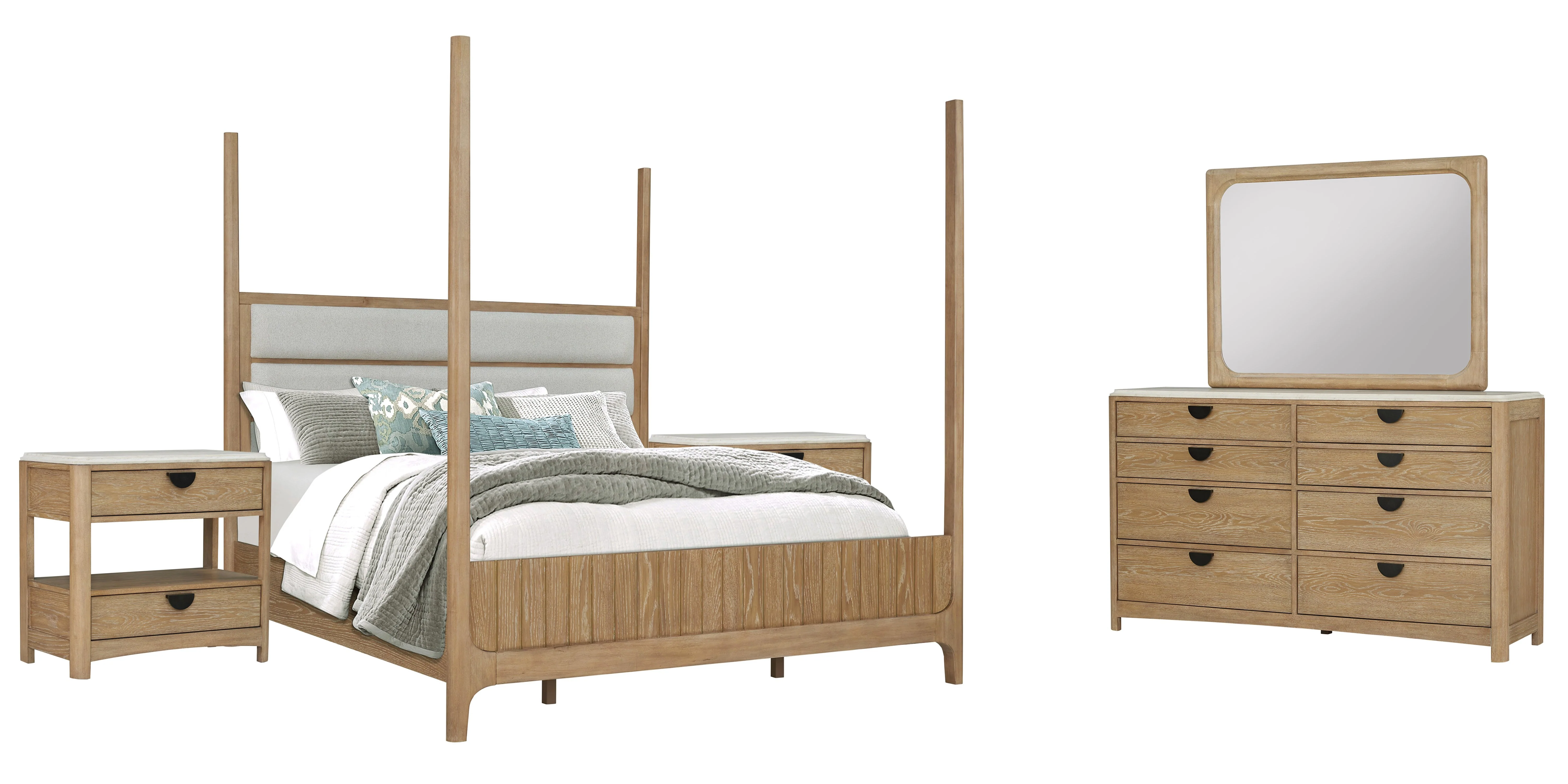 Parker House Escape - Bedroom King Poster Bed with 2 Nightstands and Dresser with Mirror - Image 2