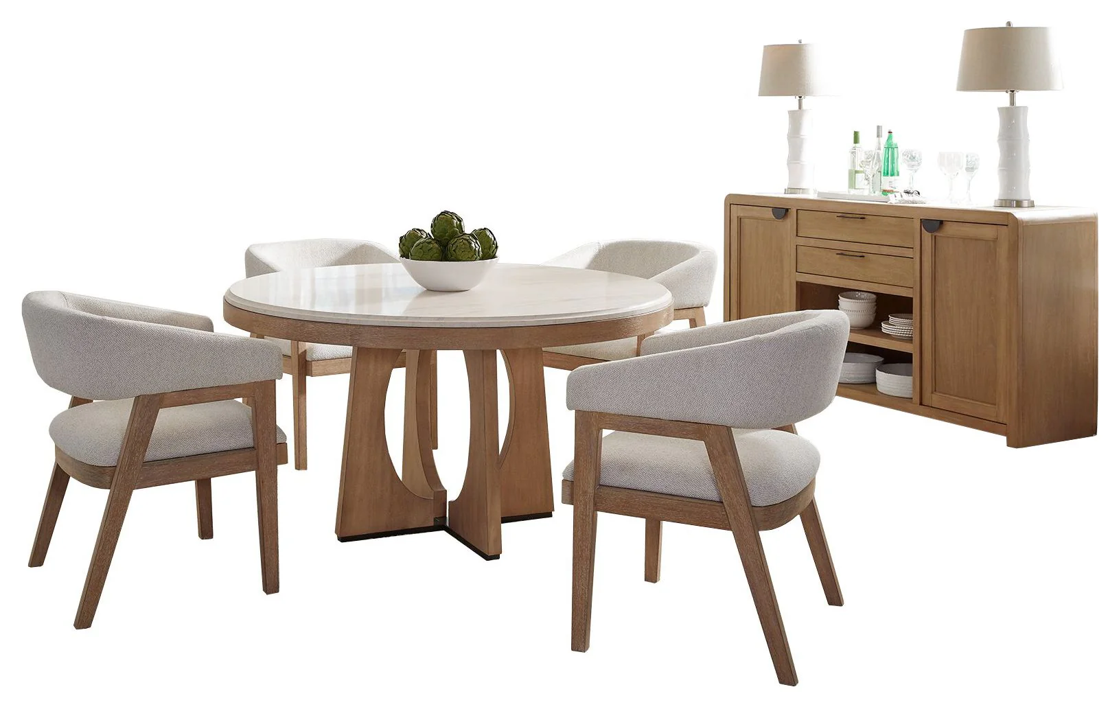 Parker House Escape - Dining 54" Round Table with buffet server & 4 barrel chairs - Image 2