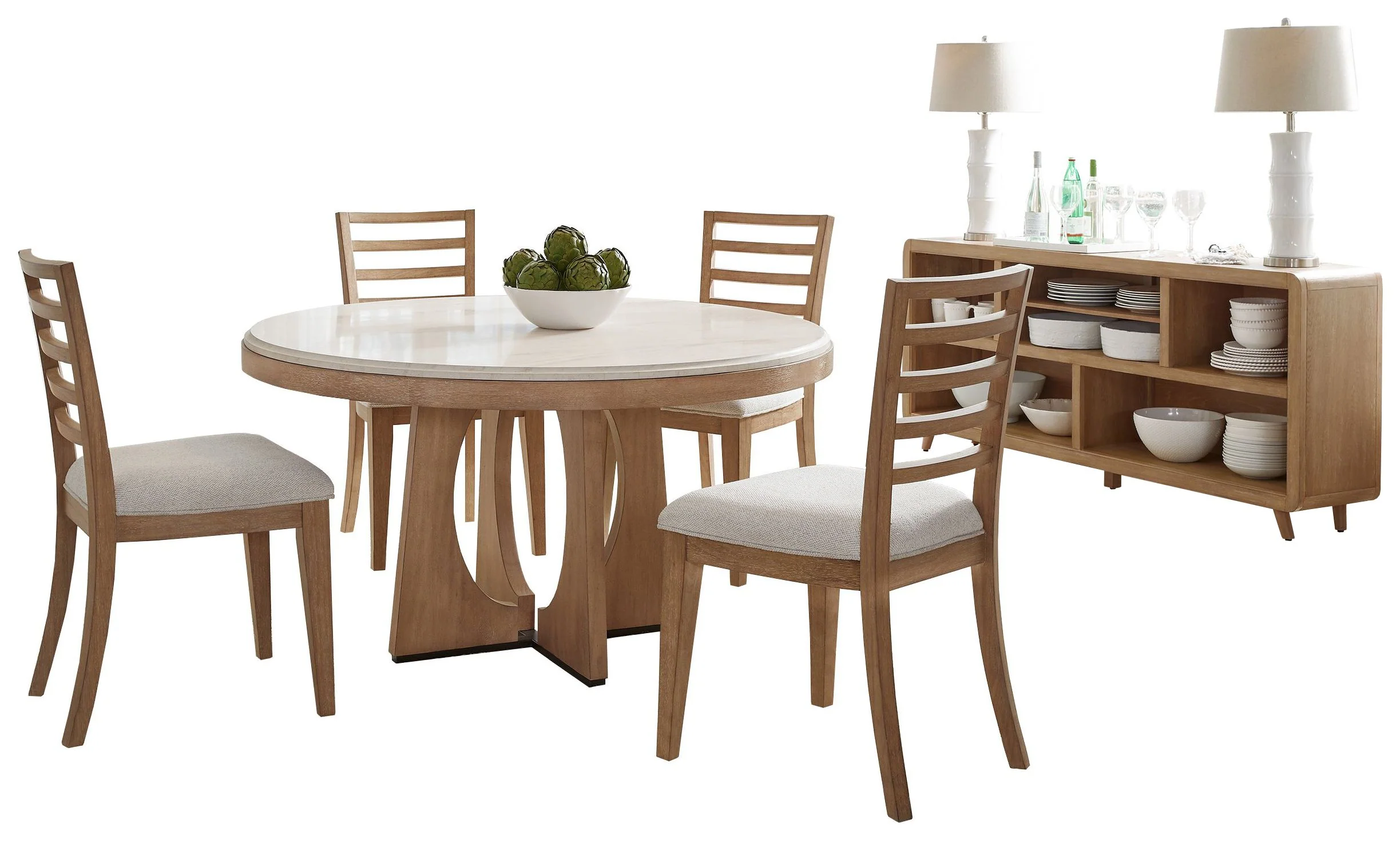 Parker House Escape - Dining 54" Round Table with console & 4 ladderback chairs - Image 2