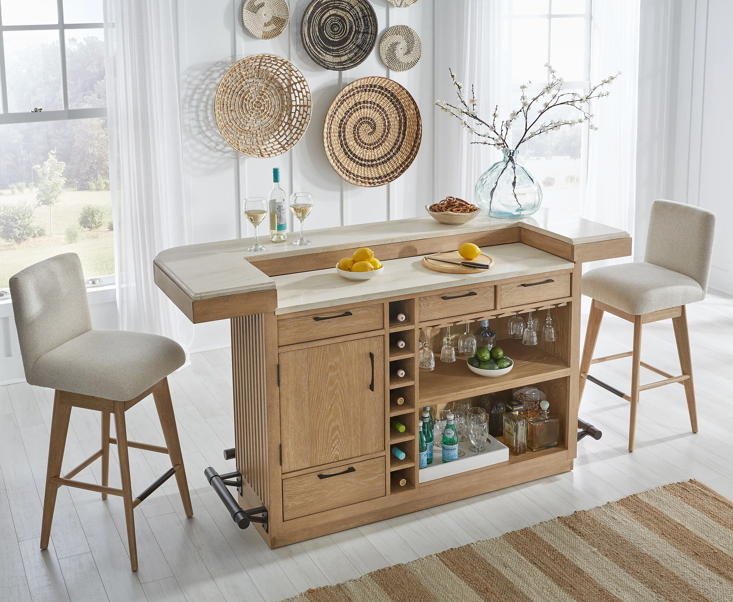 Parker House Escape - Dining 78" Bar with 2 upholstered swivel barstools - Image 3