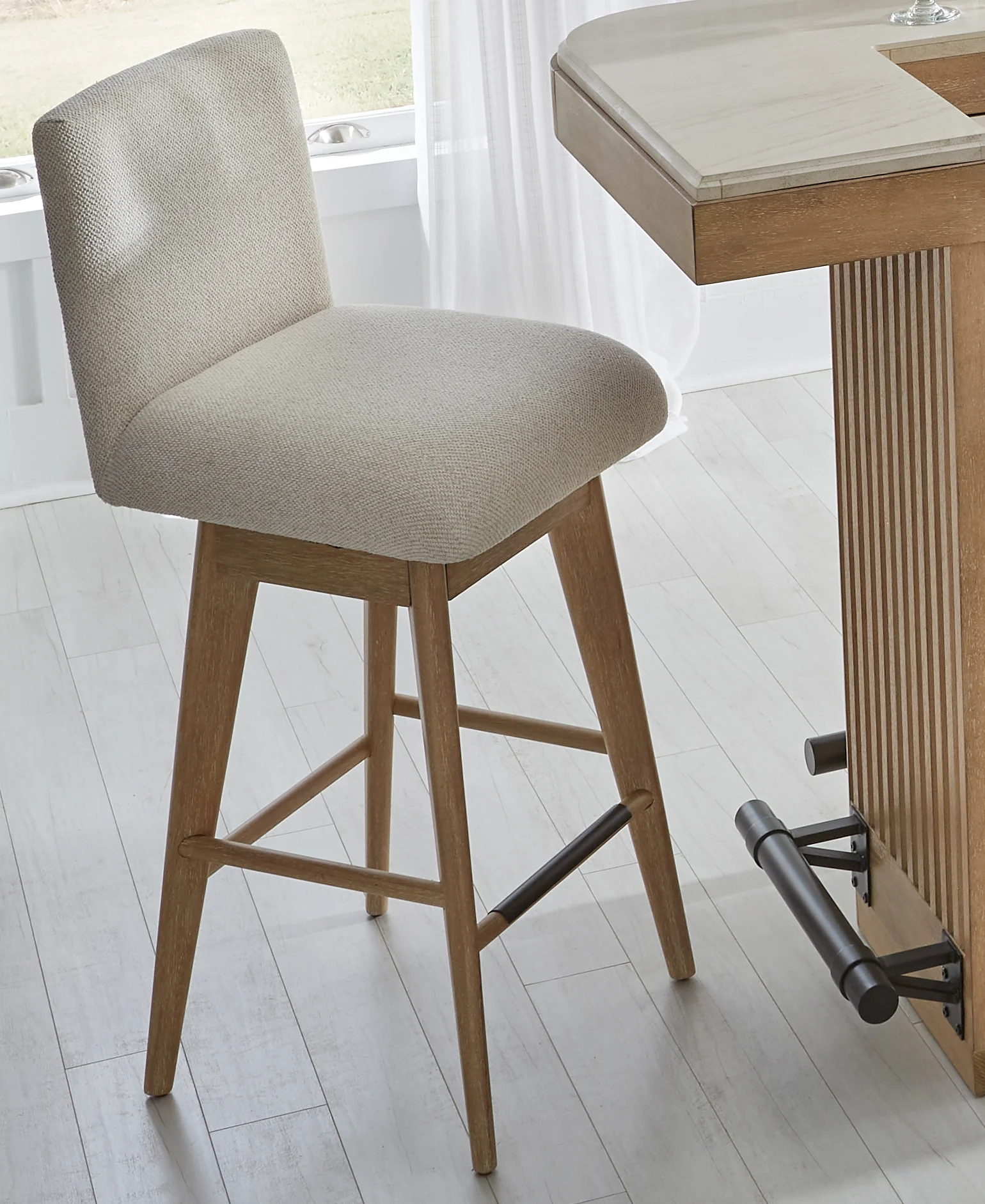 Parker House Escape - Dining 78" Bar with 2 upholstered swivel barstools - Image 6