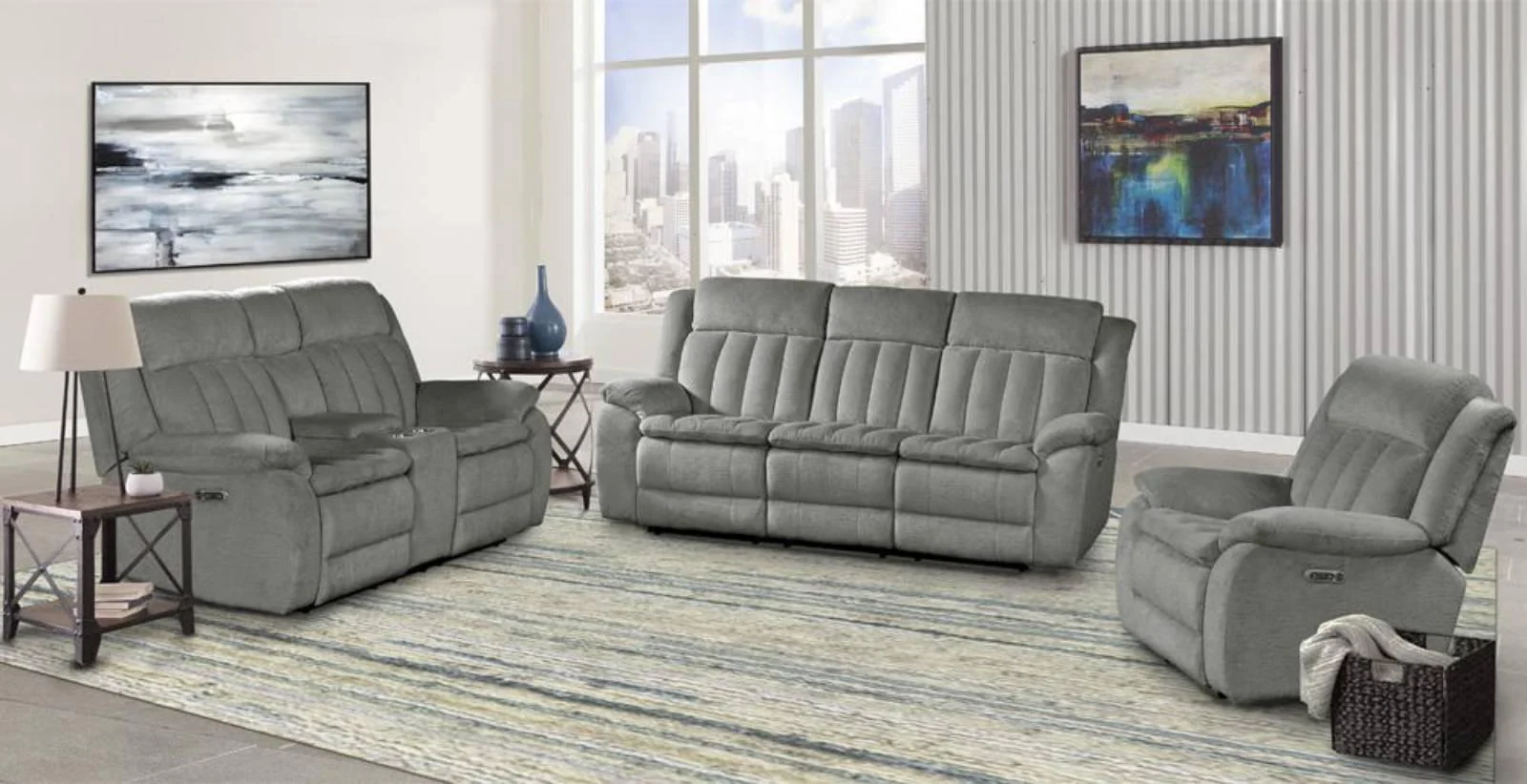 Parker House Furniture Cuddler Power Sofa in Laurel Dove - Image 4