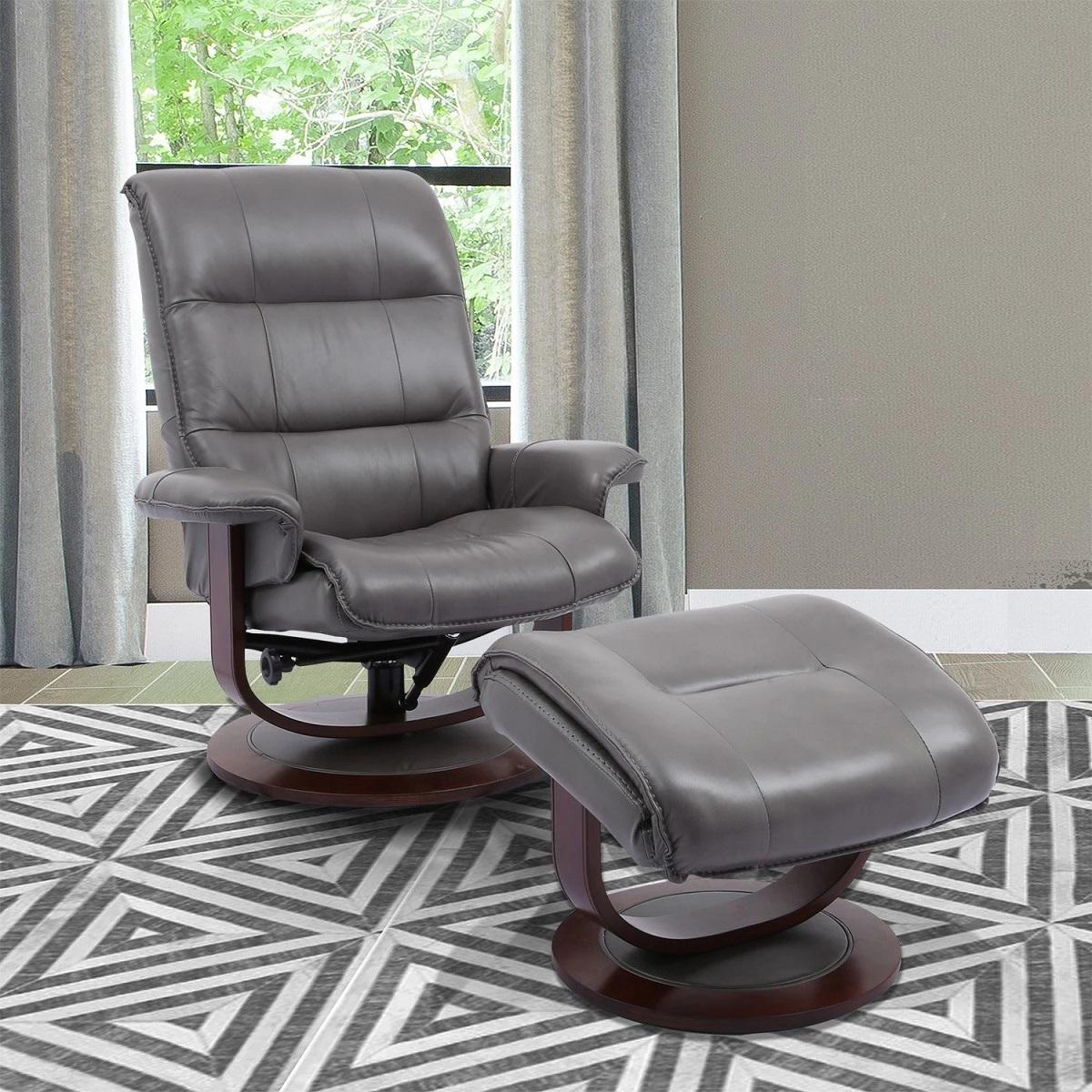 Parker House Knight Manual Reclining Swivel Chair and Ottoman Ice - Image 2
