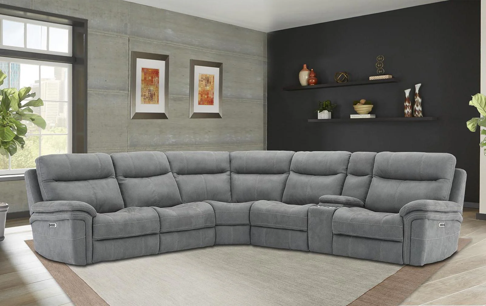 Parker House Mason LAF Chair Recliner Power with USB and Power Headrest in Carbon - Image 2
