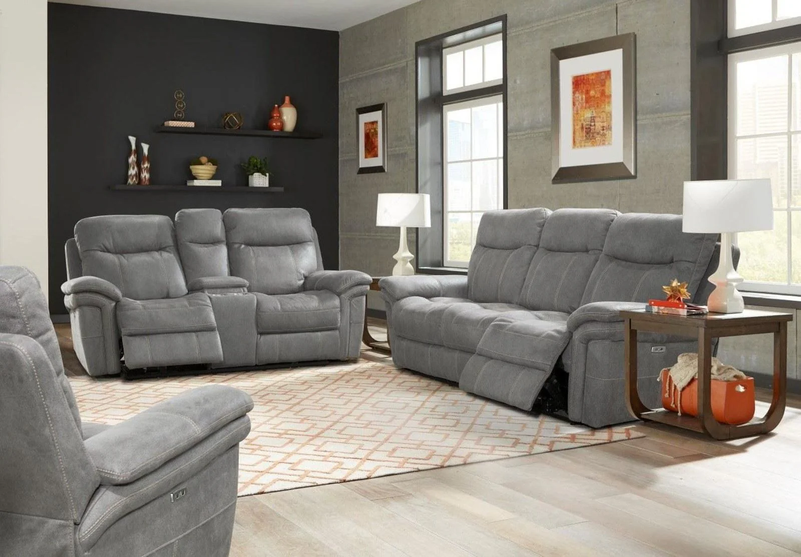 Parker House Mason Loveseat Dual Reclining Power with USB Charging Port and Power Hradrest in Carbon - Image 2