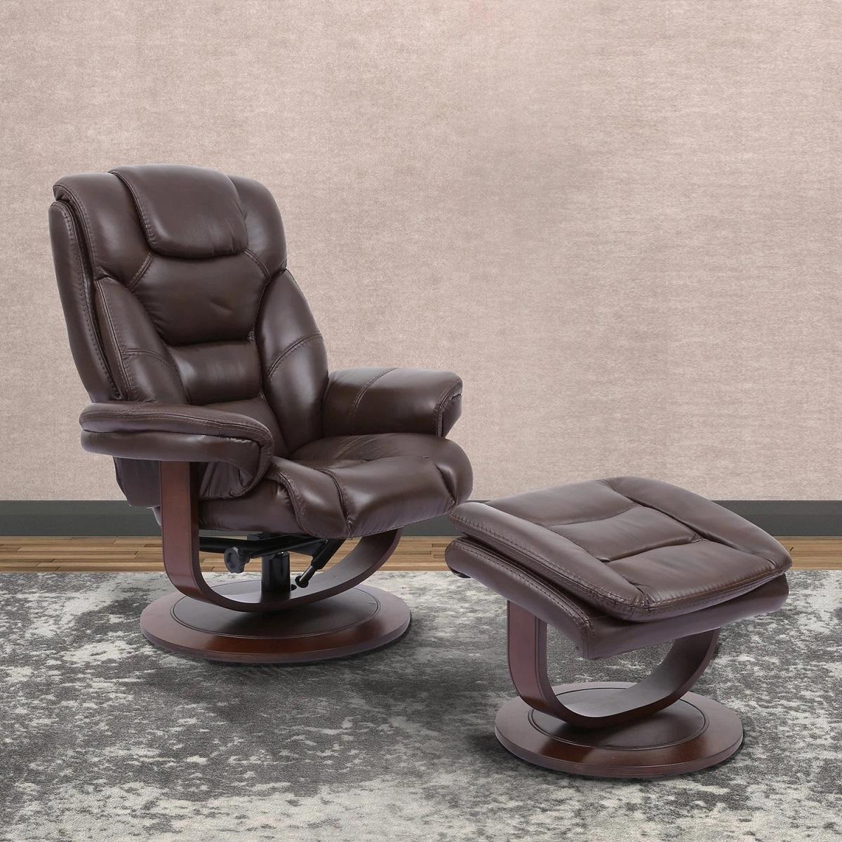 Parker House Monarch Manual Reclining Swivel Chair and Ottoman in Robust - Image 2