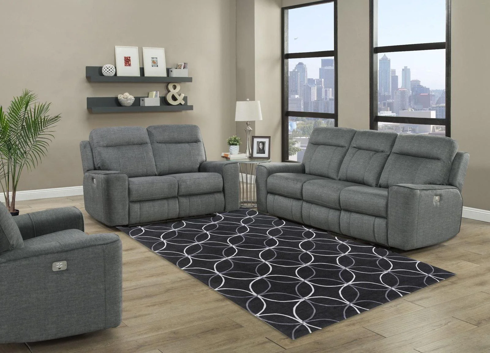 Parker House Parthenon Loveseat Dual Power with USB and Power Headrest in Titanium - Image 3