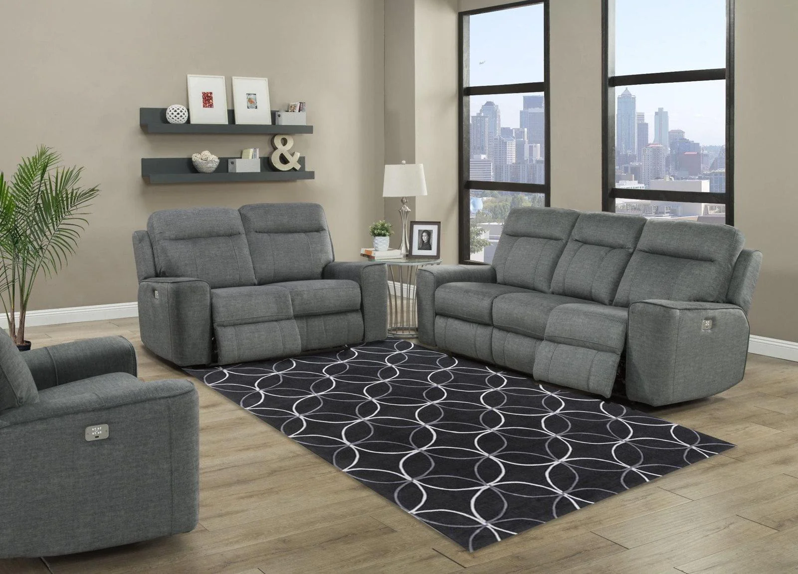 Parker House Parthenon Loveseat Dual Power with USB and Power Headrest in Titanium - Image 4