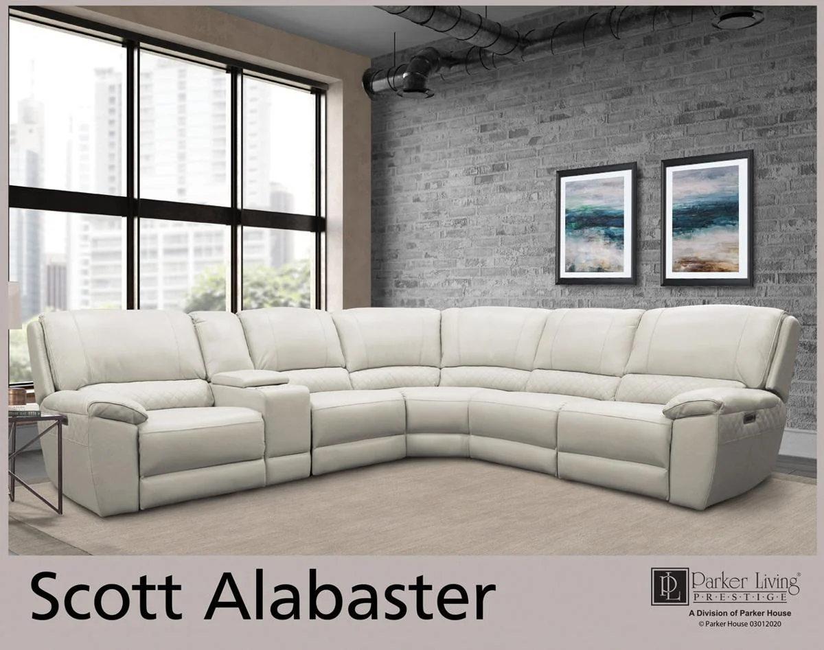 Parker House Scott Power Armless Recliner in Alabaster - Image 2