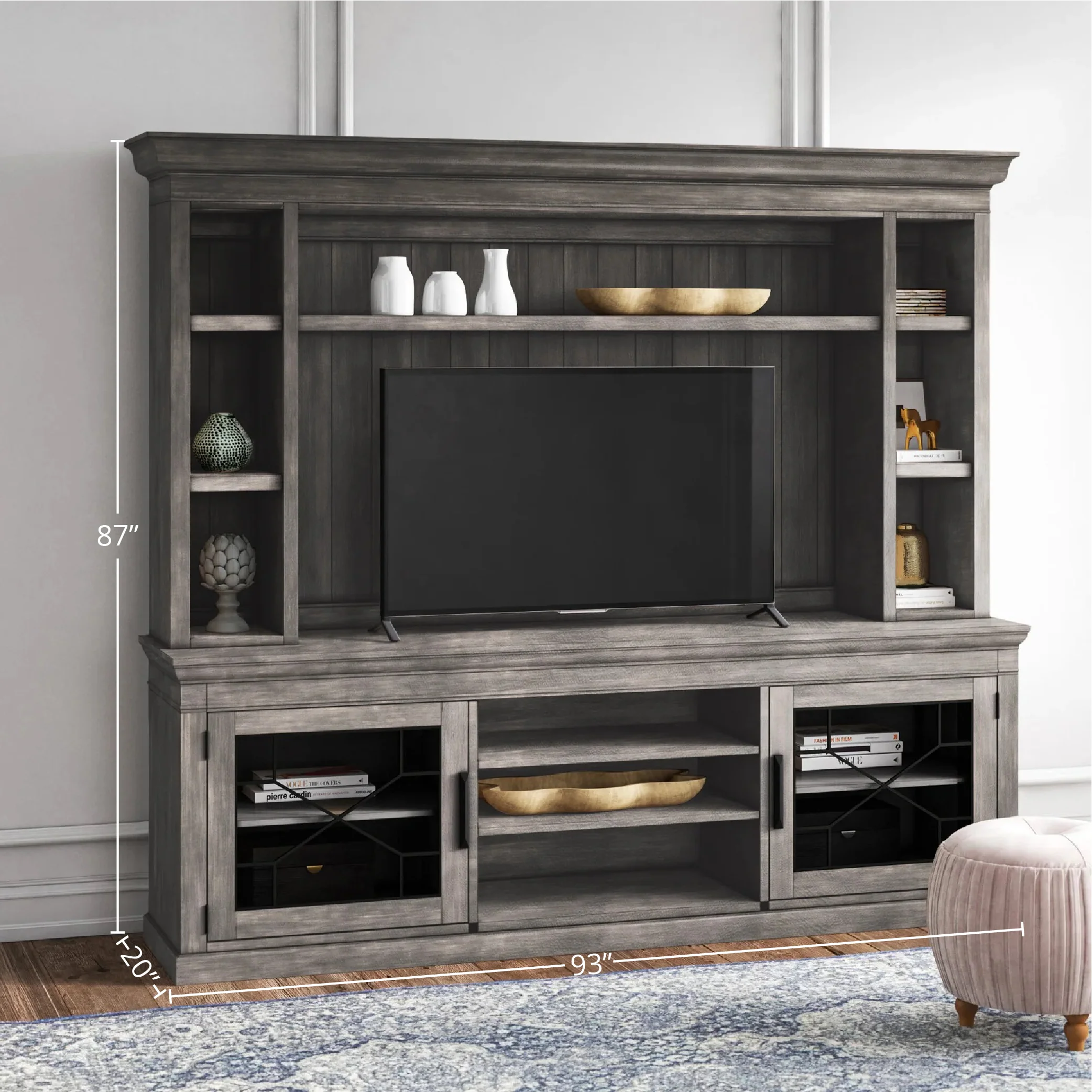 Parker House Sundance - Smokey Grey 92 In. Console with Hutch and Back Panel - Image 3