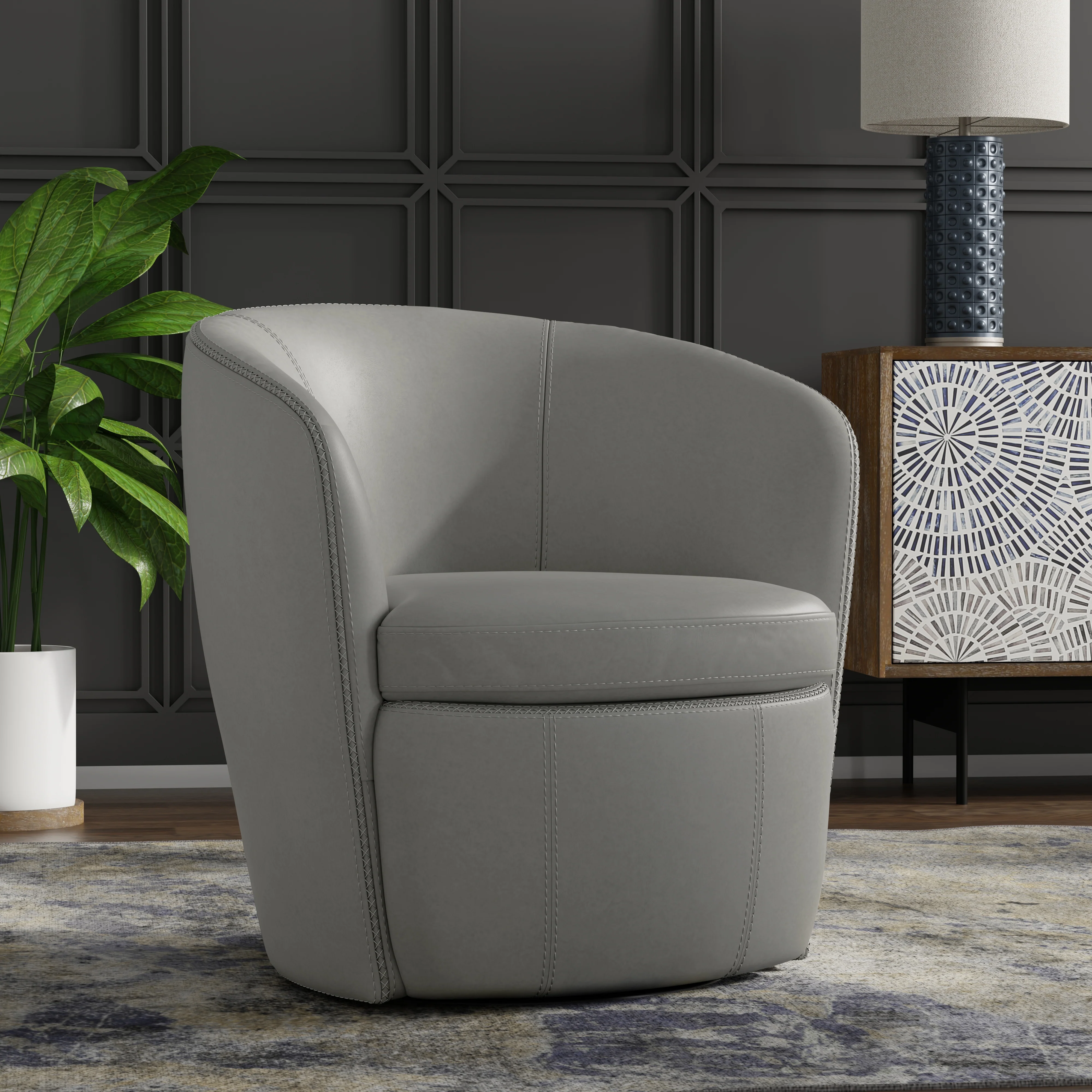 Parker Living Barolo - Steamboat Ice 100% Italian Leather Swivel Club Chair - Image 3