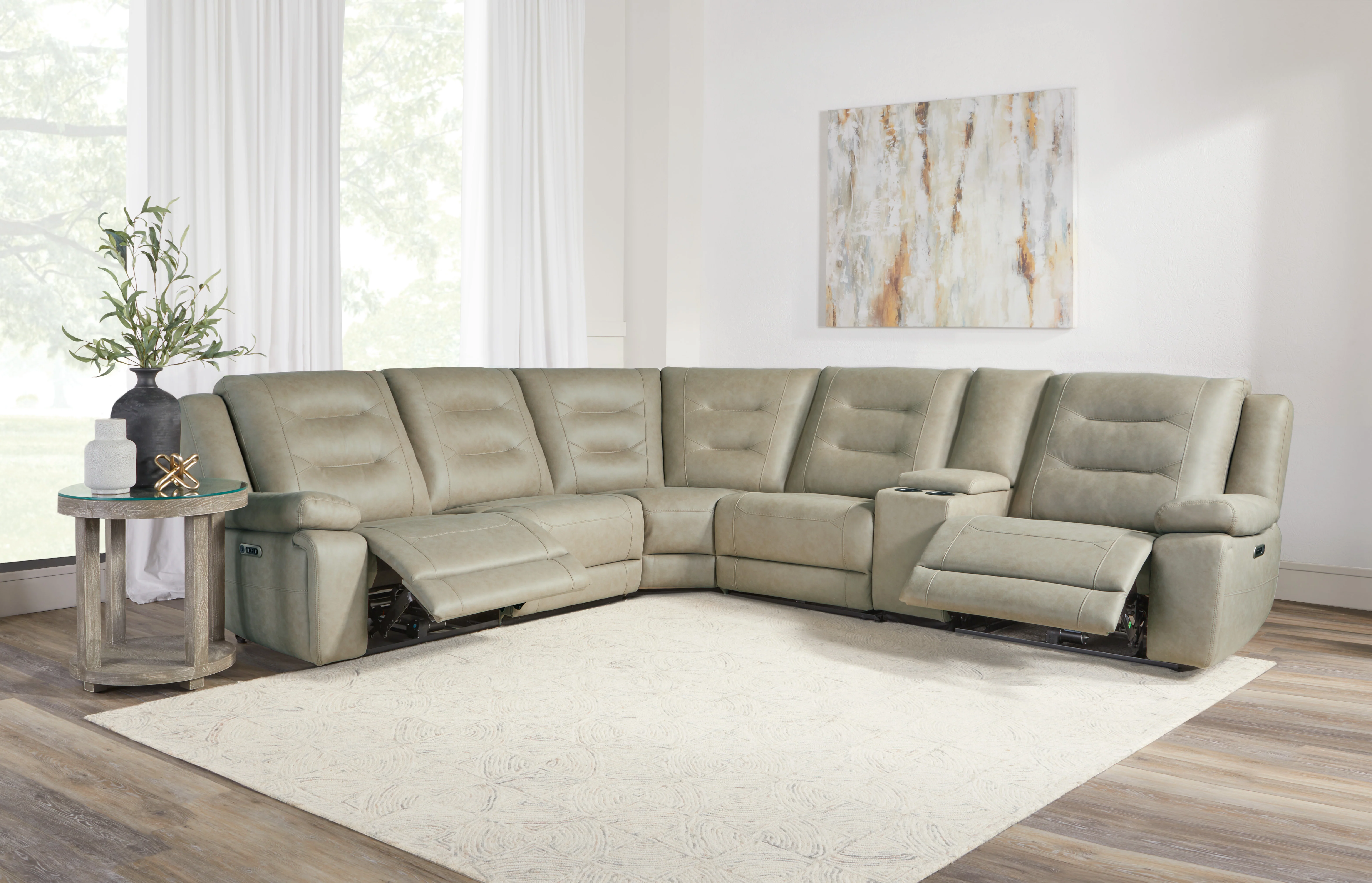 Parker Living Caldwell - Tahoe Fog 6 Piece Modular Power Reclining Sectional with Power Adjustable Headrests - Image 2