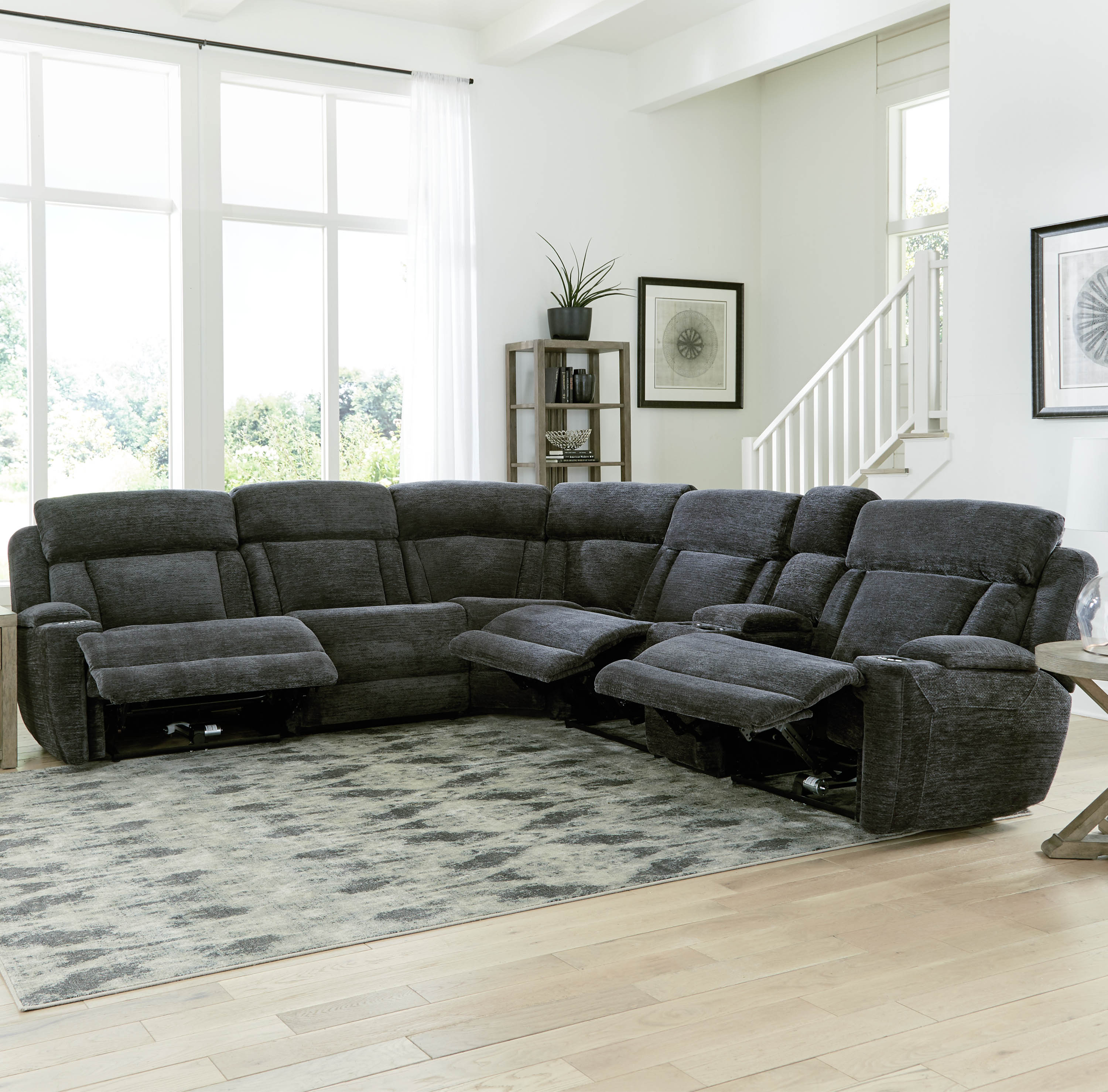 Parker Living Dalton - Lucky Charcoal 6 Piece Modular Power Reclining Sectional with Power Adjustable Headrests - Image 3