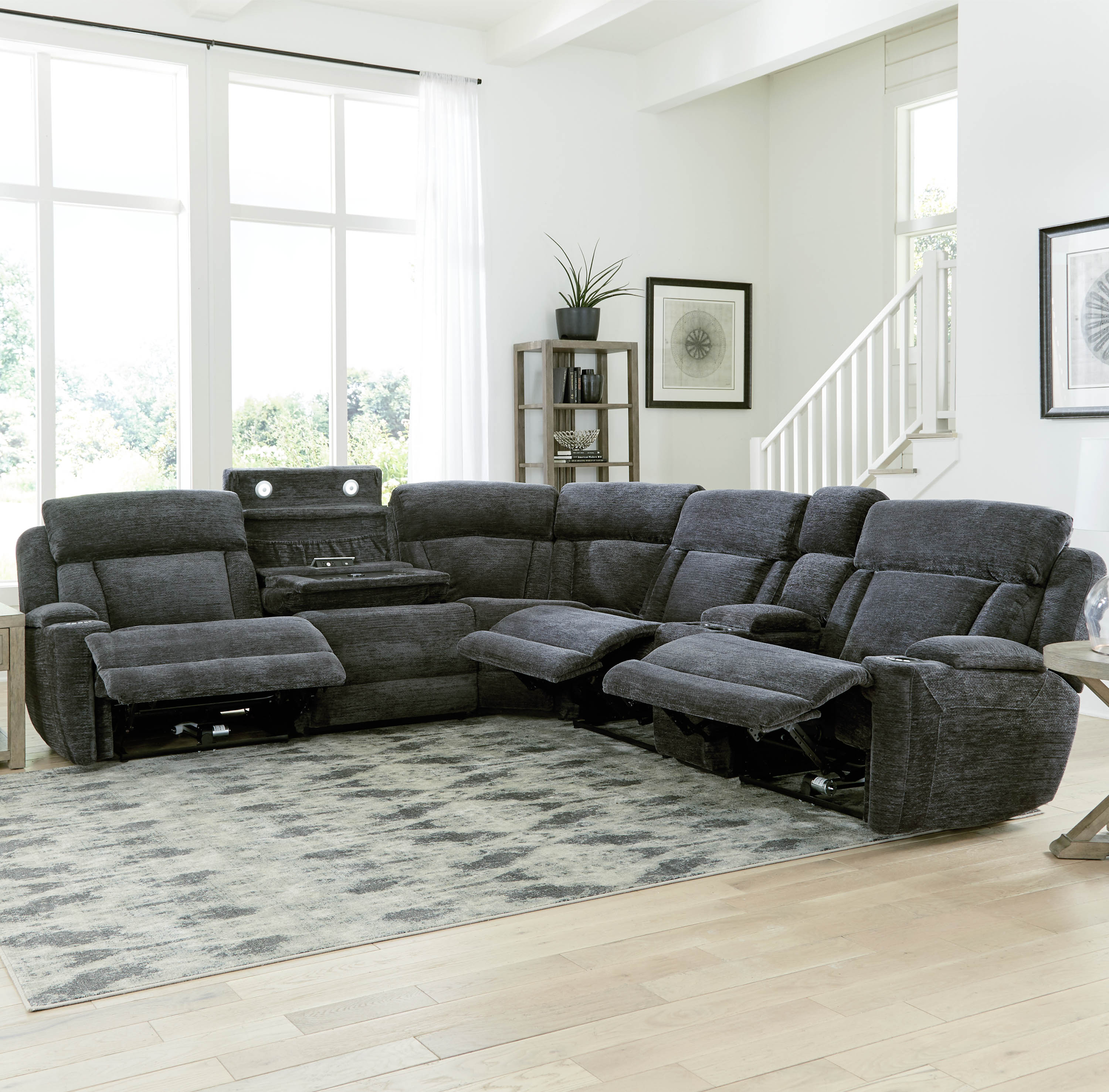 Parker Living Dalton - Lucky Charcoal 6 Piece Modular Power Reclining Sectional with Power Adjustable Headrests - Image 4