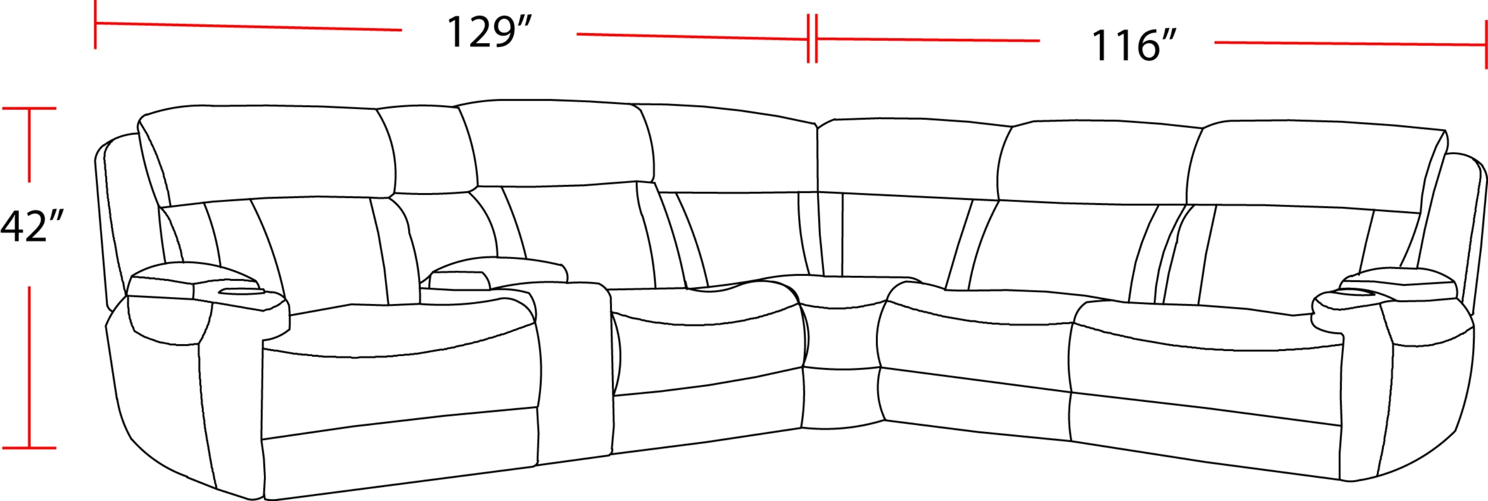 Parker Living Dalton - Lucky Charcoal 6 Piece Modular Power Reclining Sectional with Power Adjustable Headrests - Image 6