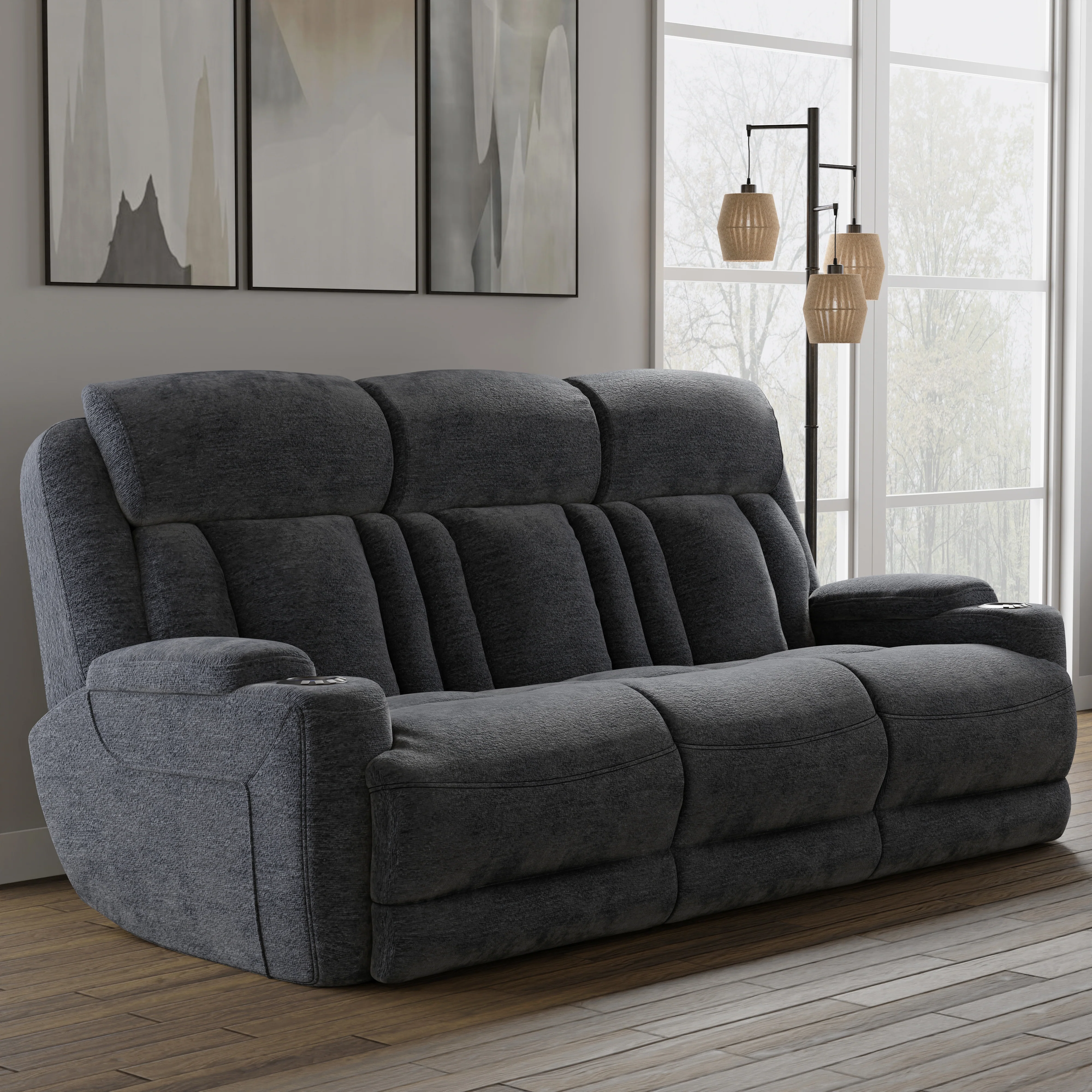 Parker Living Dalton - Lucky Charcoal Power Reclining Sofa with Drop Down Table - Image 3